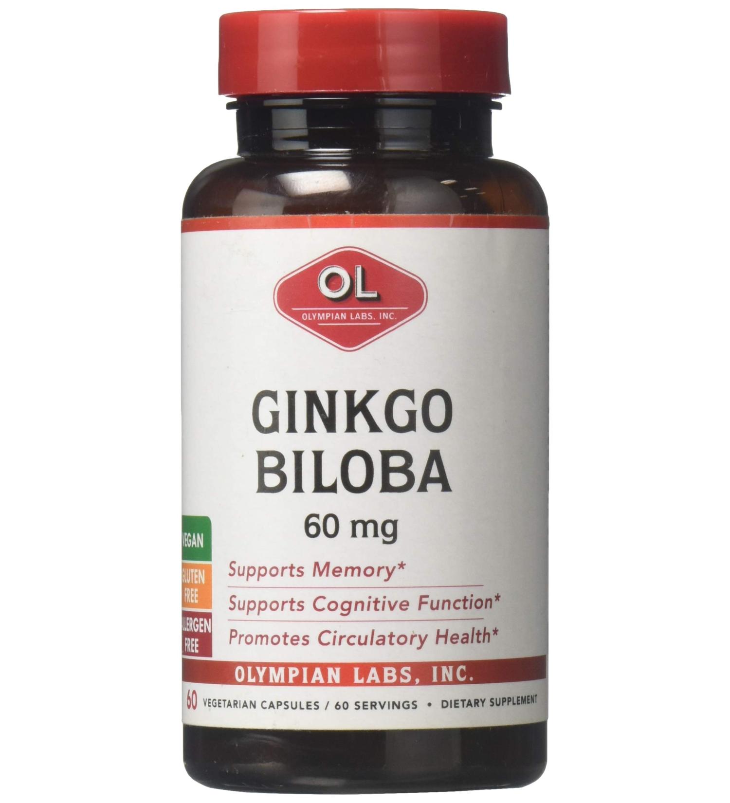 Olympian Labs Ginkgo Biloba Extract 60 Vegetarian Capsules - Buy Online on GoSupps.com