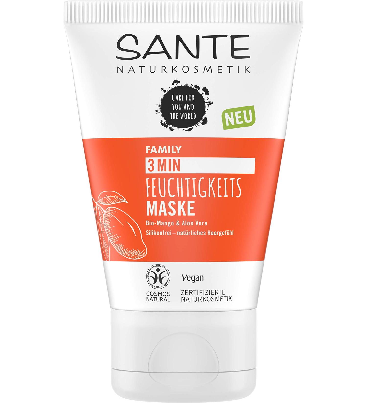 Sante Natural Cosmetics Bio-Mango & Aloe Vera 3 Min Moisture Mask - Intensive Vegan Hair Treatment for Stressed Hair | 100ml - Buy Online on GoSupps.com