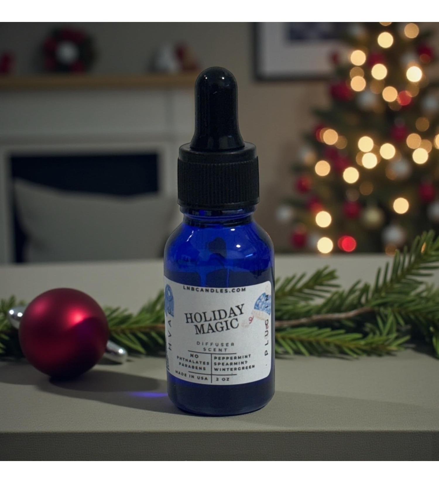 Holiday Magic Essential Oil Blend Peppermint Spearmint & Wintergreen | Clean Ingredients Made in USA Refreshing Seasonal Pefect for Diffusers Shower Aromatherapy Made in USA 15 ML