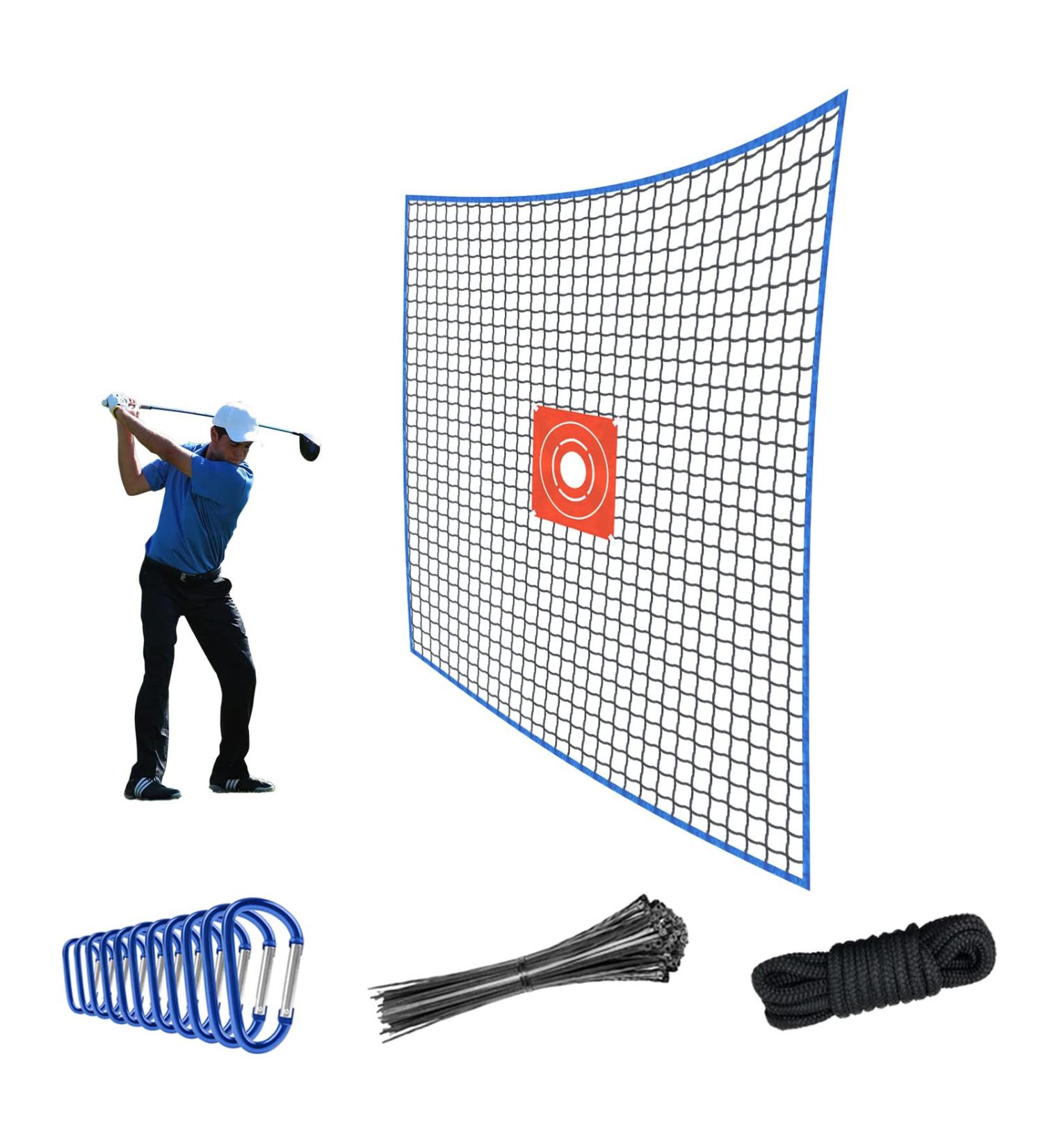 SAPLIZE Golf Practice Net with Target Cloth - Heavy Duty Ball Barrier | DIY Adjustable High Impact Net 10x10ft Blue - Buy Online on GoSupps.com