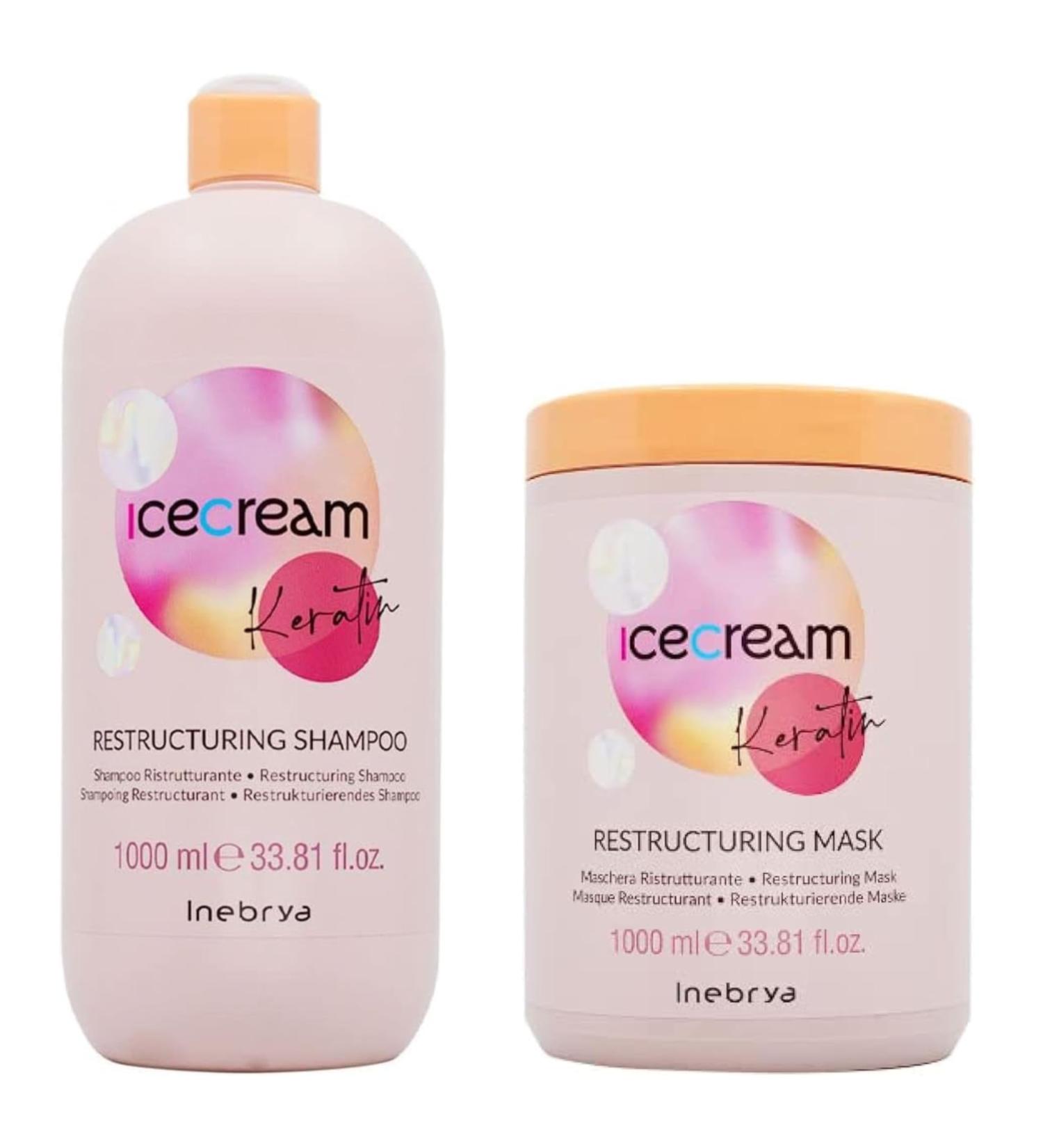Inebrya Ice Cream Keratine Shampoo 1000 + Keratine Masker 1000 1 l Pack of 2