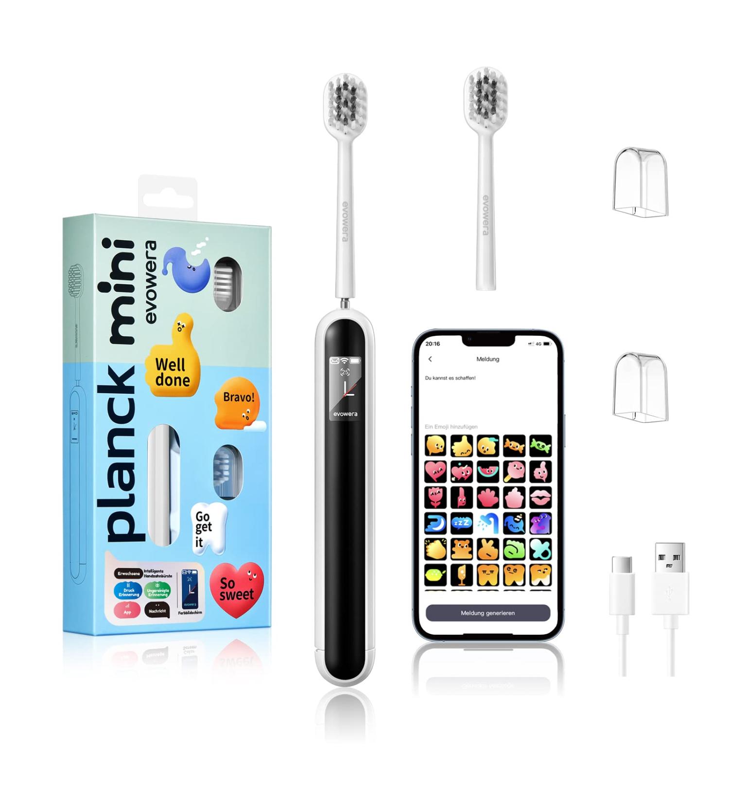 EVOWERA SMART HAND Toothbrush - Pressure Detection Coaching App WLAN Compatible Soft Bristles Color Display - Ideal for Adults - Buy Online on GoSupps.com