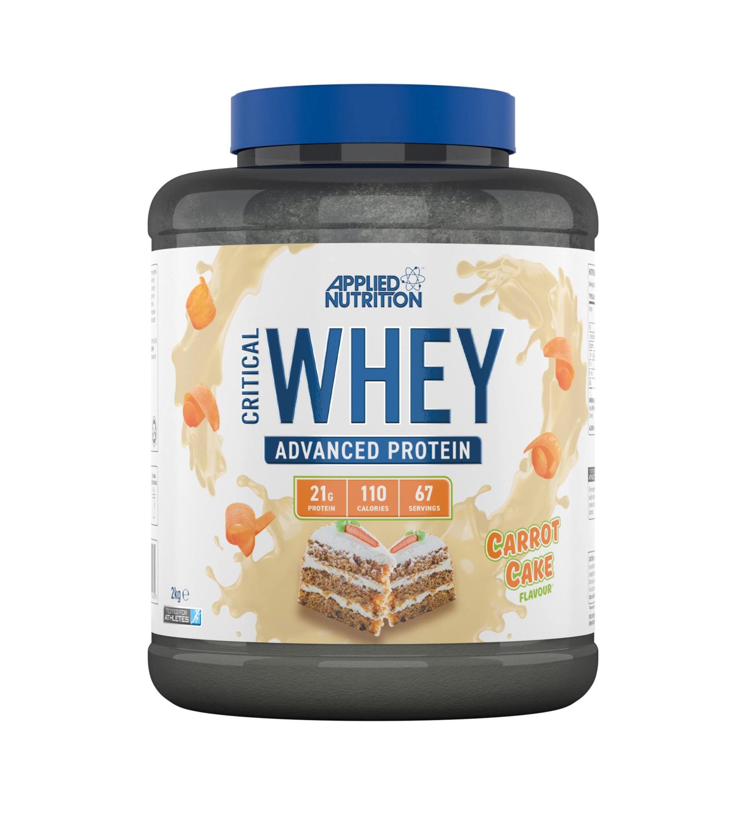 Applied Nutrition Critical Whey Protein Powder 2kg - High Protein Carrot Cake Milkshake with BCAAs & Glutamine - Muscle Building Supplement (67 Servings) - Buy Online on GoSupps.com