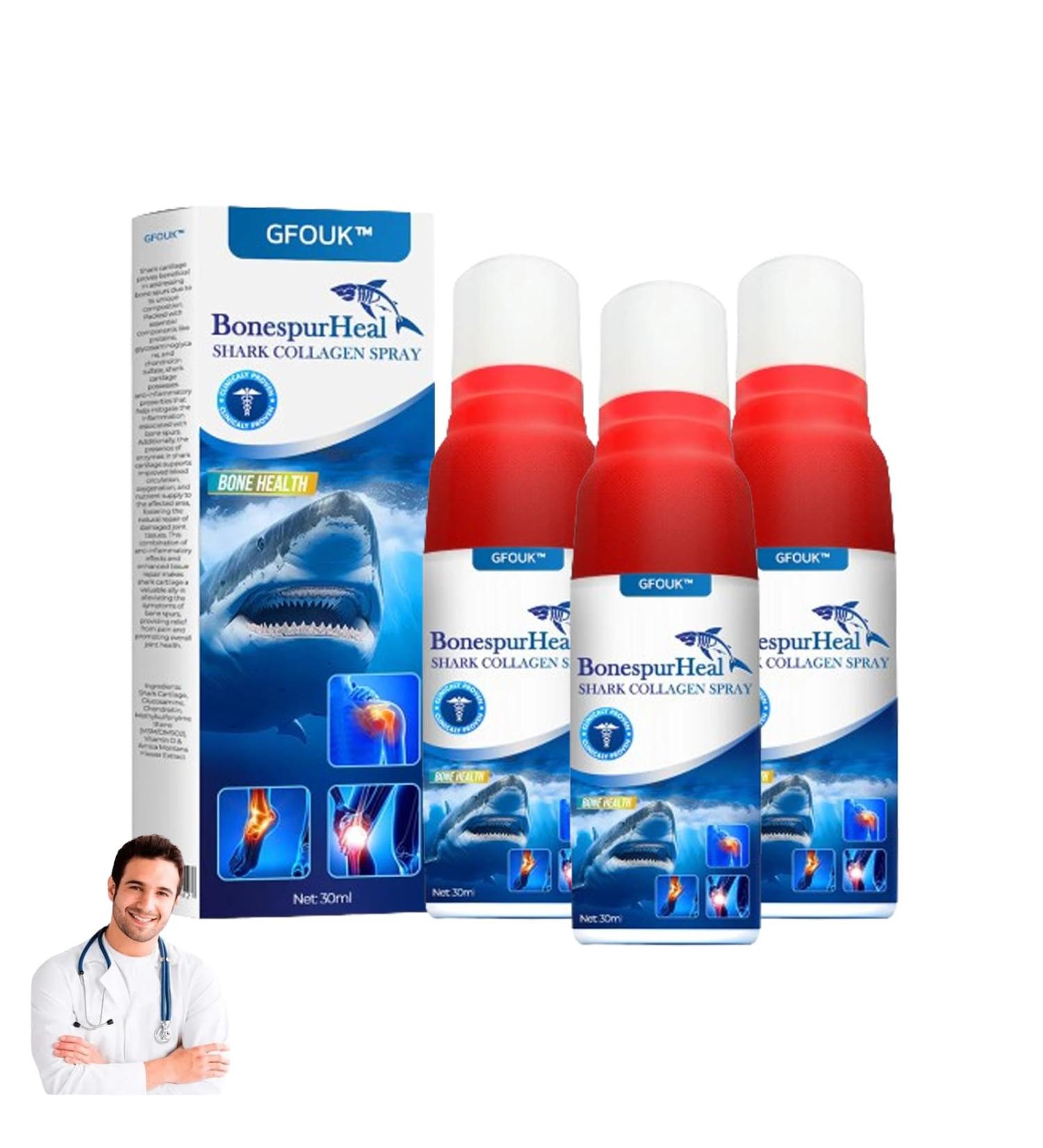 Buy GFOUK BonespurHeal Shark Collagen Spray (3pcs) - International Shipping Available - Buy Online on GoSupps.com