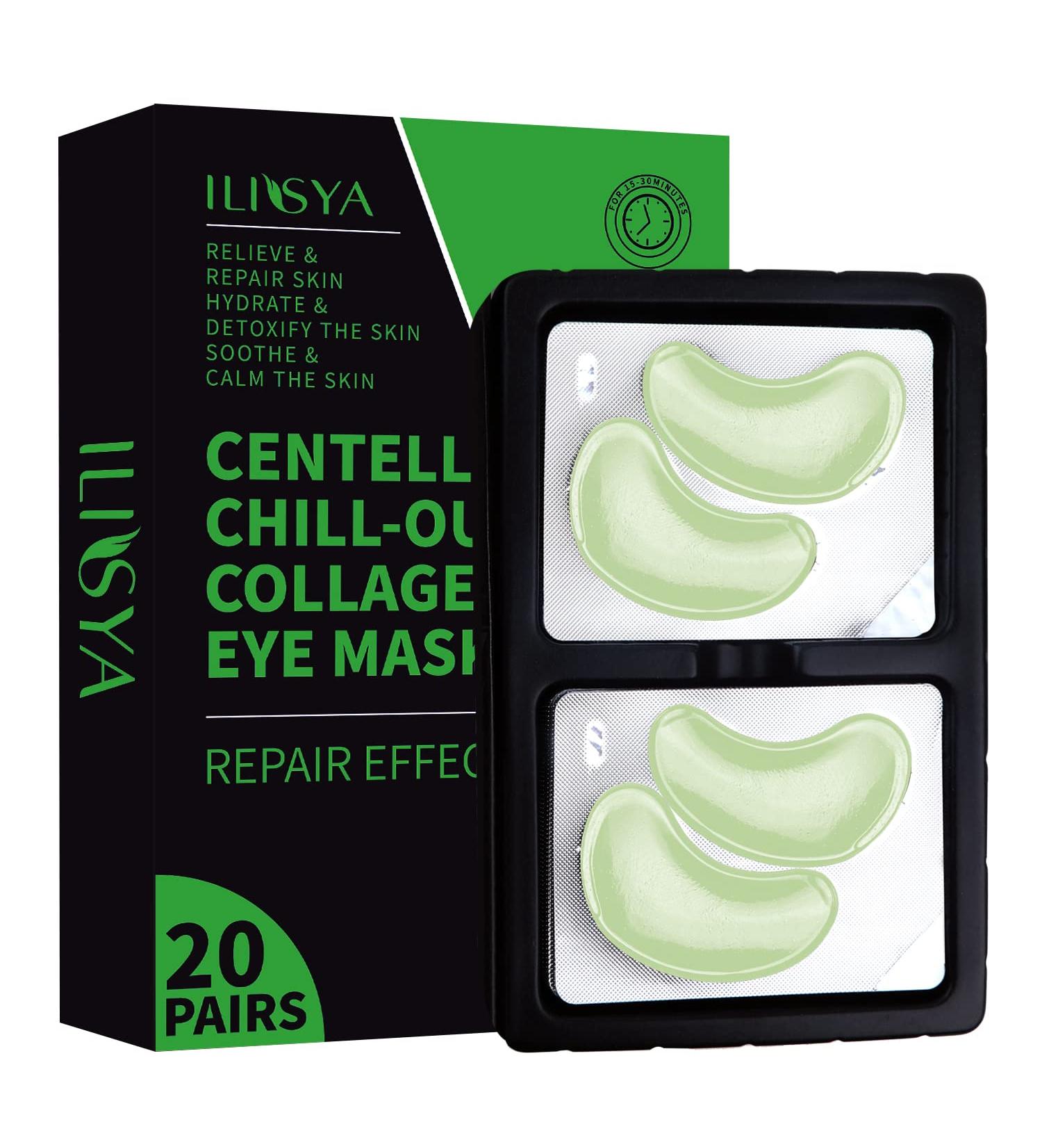 Green Centella Under Eye Masks Chill-Out Collagen Eye Patches Repairing Hydrating Cucumber Extract Eye Gel Pads-20 pairs - Buy Online on GoSupps.com