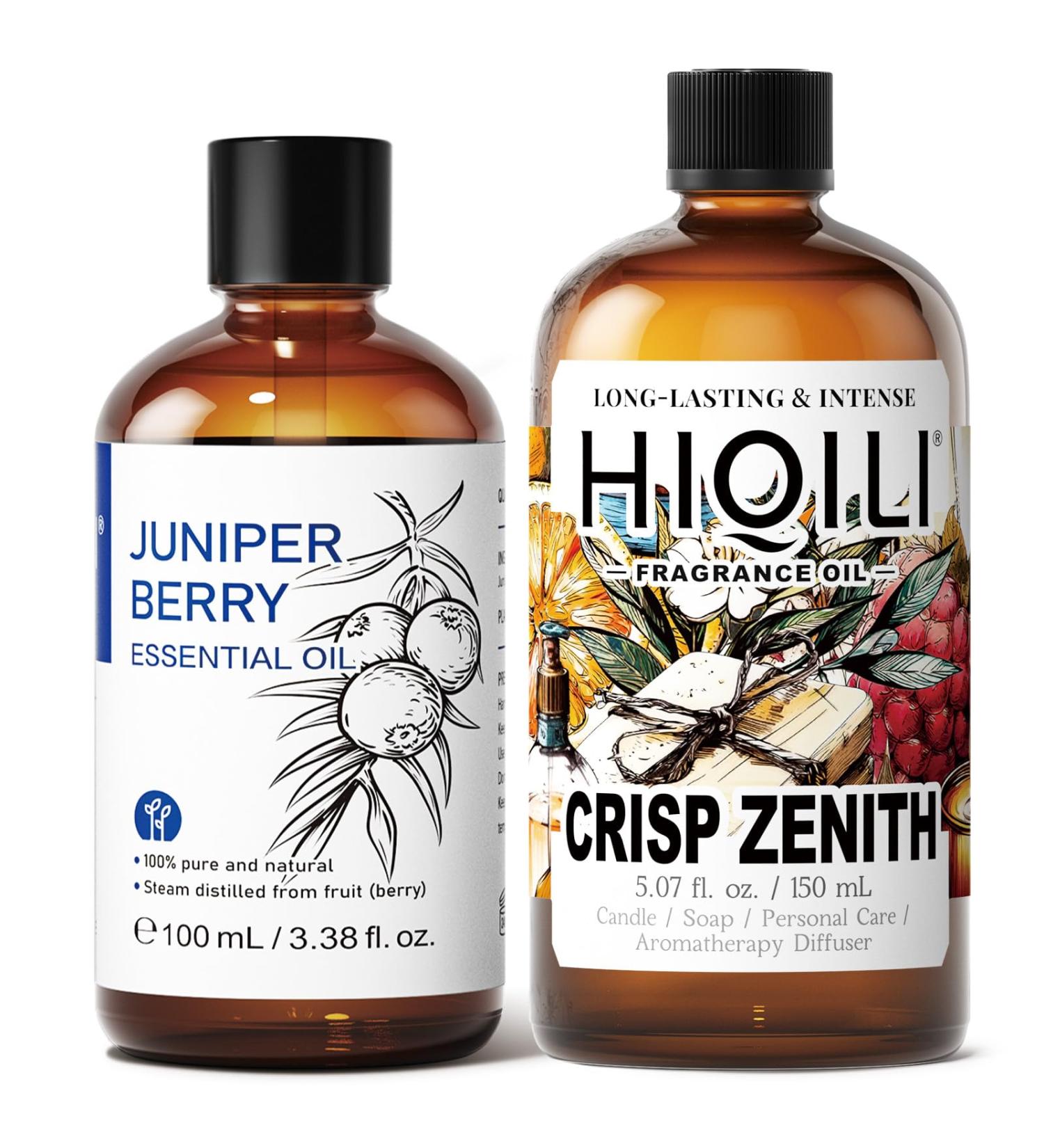 HIQILI 100ML Juniper Berry Essential Oil & 150ML Crisp Zenith Fragrance Oil for DIY Diffuser - Buy Online on GoSupps.com