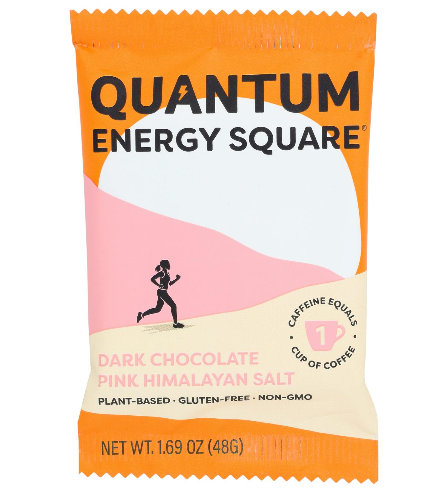 Quantum Energy Squares Dark Chocolate Pink Himalayan Salt Plant Based Dairy Free Gluten Free & Non-GMO 1.69 Oz (Pack of 8)
