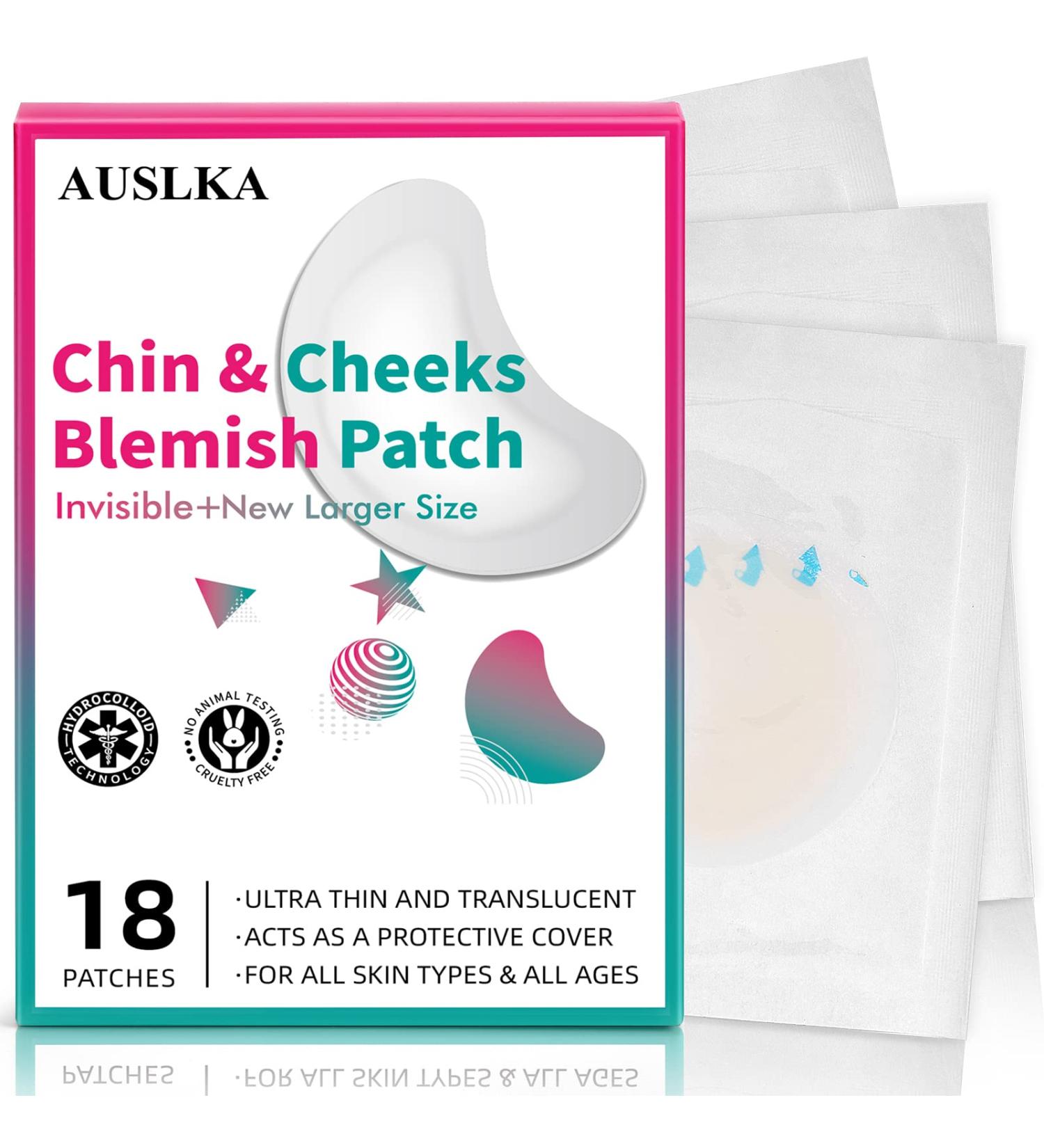 AUSLKA Pimple Patches for Chin & Cheeks - 18 Hydrocolloid Blemish Patches - Buy Online on GoSupps.com