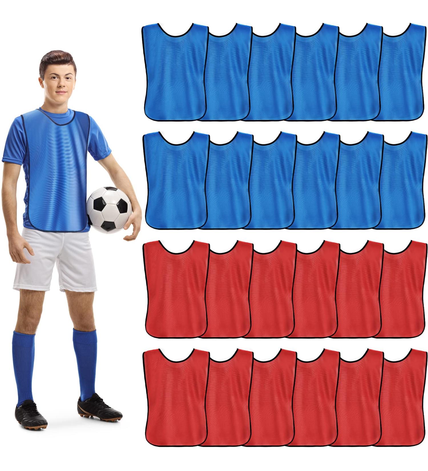 Geyoga 24 Pack Scrimmage Vests - Soccer & Basketball Training Jerseys for Men - Adult & Youth Sizes - Blue Red - Team Sports Gear - Buy Online on GoSupps.com