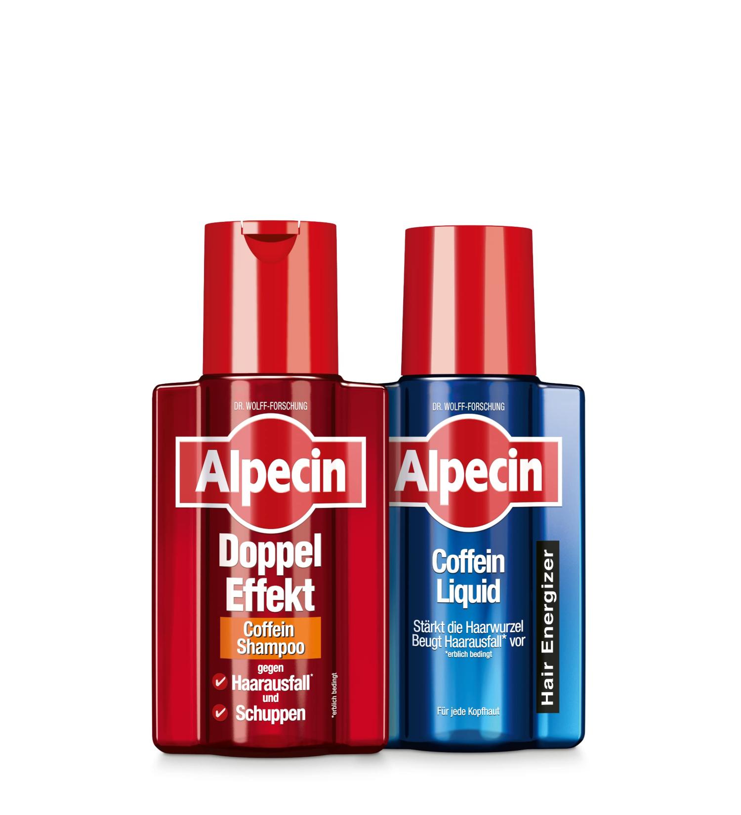 Alpecin Alpecin Double Effect Caffeine Liquid Caffeine Shampoo 2 x 200 ml Kit Against Hair Loss and Dandruff - Tonic to Strengthen Hair Roots - Double Shampoo