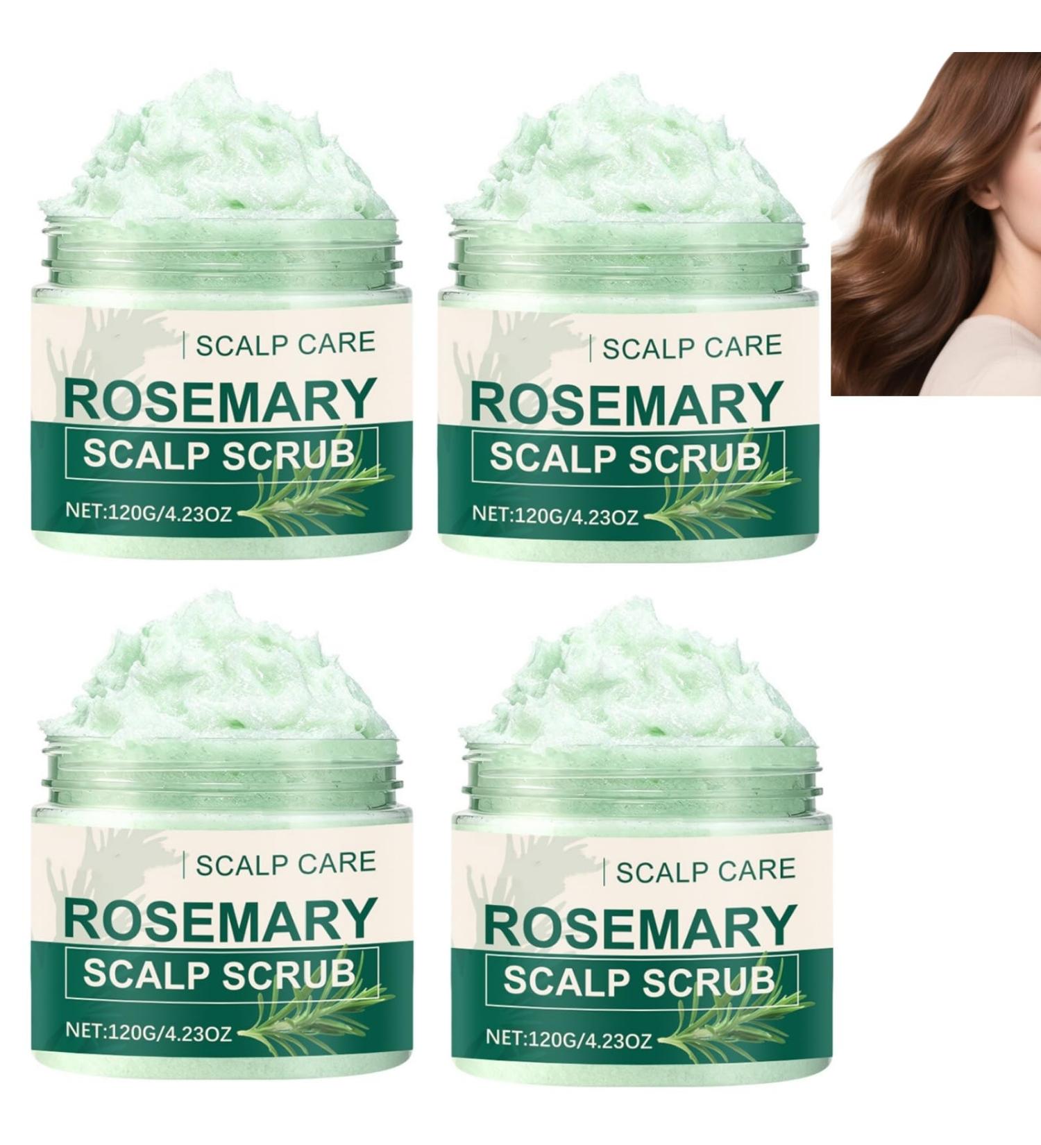 Gommage du cuir chevelu au romarin - Traitement exfoliant pour les pellicules et le cuir chevelu gras 120 g / 4 23 oz exfoliant apaisant et nettoyant en profondeur l'huile de romarin (4PCS) - Buy Online on GoSupps.com