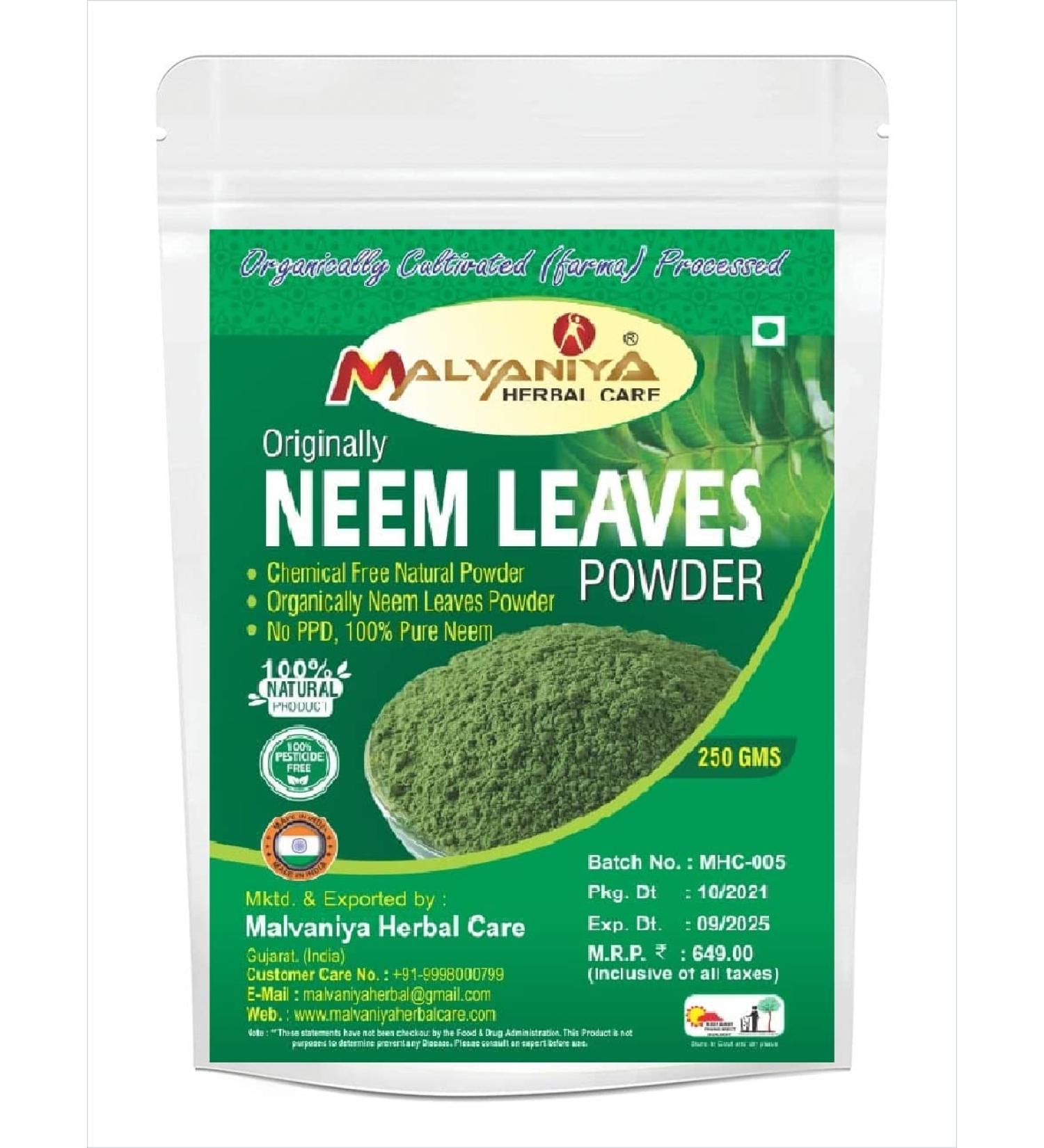 Neem Powder Pure Indian Neem Leaves Powder 250 Grams (.055Lb) 8.81Ounce (External Use)