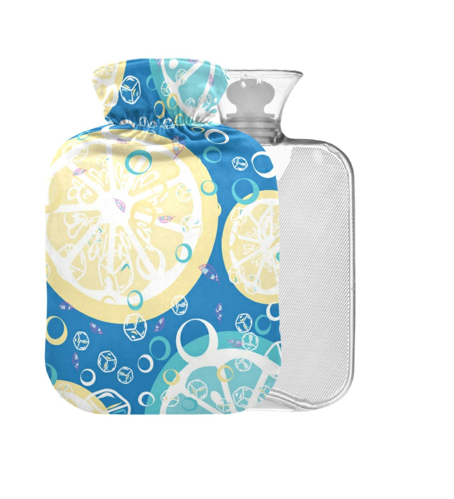 Buy 2L Hot Water Bottle with Cover - Large for Pain Relief & Hot/Cold Therapy - Lemon Orange - Buy Online on GoSupps.com