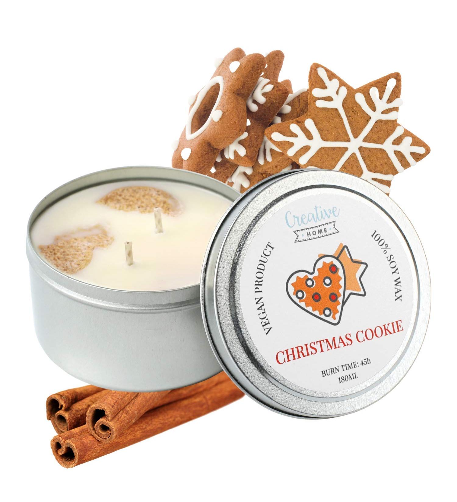 Creative Home Christmas Cookies Candle | 100% Vegan Soy Wax | 45-Hour Burn | 180ml Aromatic Gift | Relaxation & Decoration - Buy Online on GoSupps.com