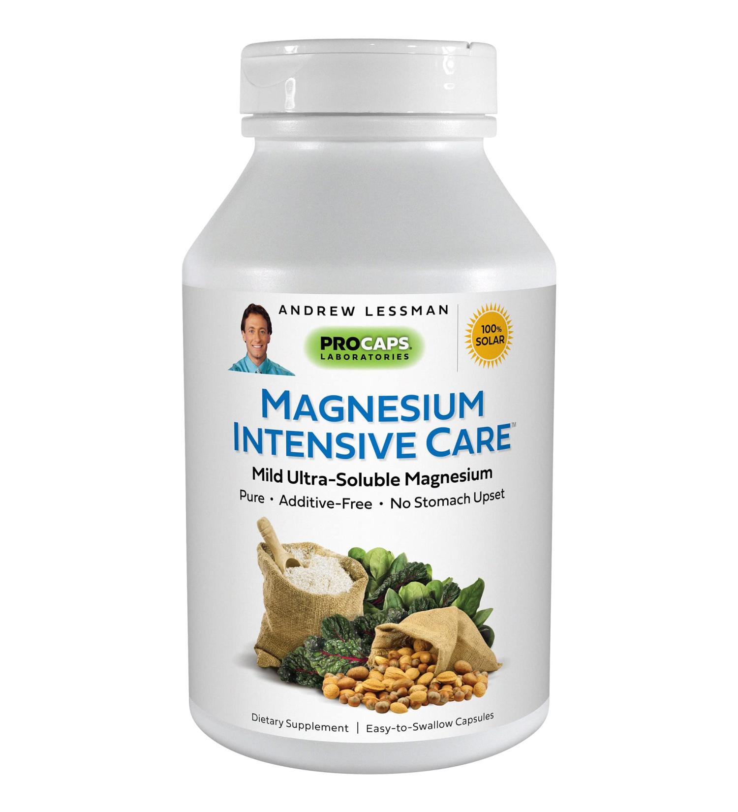 Andrew Lessman Magnesium Intensive Care 250 Capsules - 200mg Ultra-Soluble Support for Nerves, Muscles, Brain, and Heart - Additive-Free Formula for Sensitive Stomachs - Buy Online on GoSupps.com