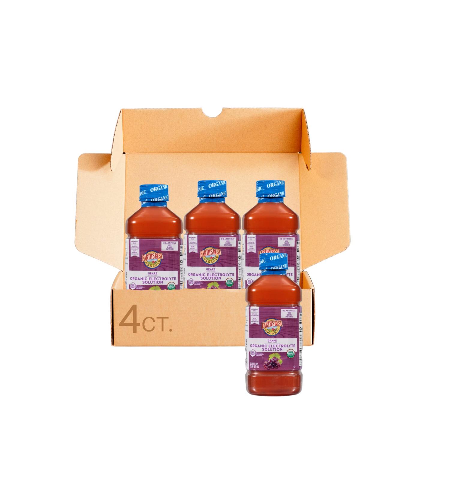 Earth's Best Organic Toddler Electrolyte Solution - Concord Grape, 1L (Pack of 4) | Hydration for Kids - Buy Online on GoSupps.com