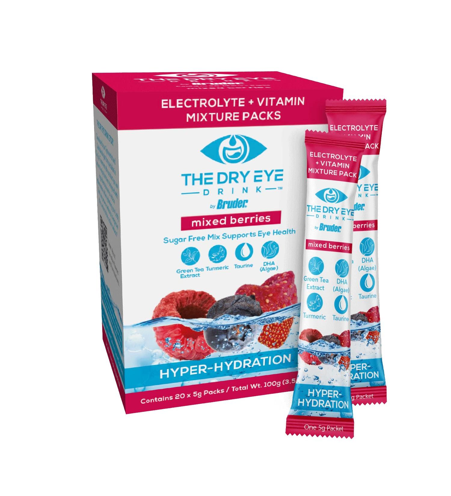 Ultimate Hydration for Dry Eyes | Sugar-Free Electrolyte Powder Packets with Vitamins & Turmeric | 20 Mixed Berry Packets - Buy Online on GoSupps.com