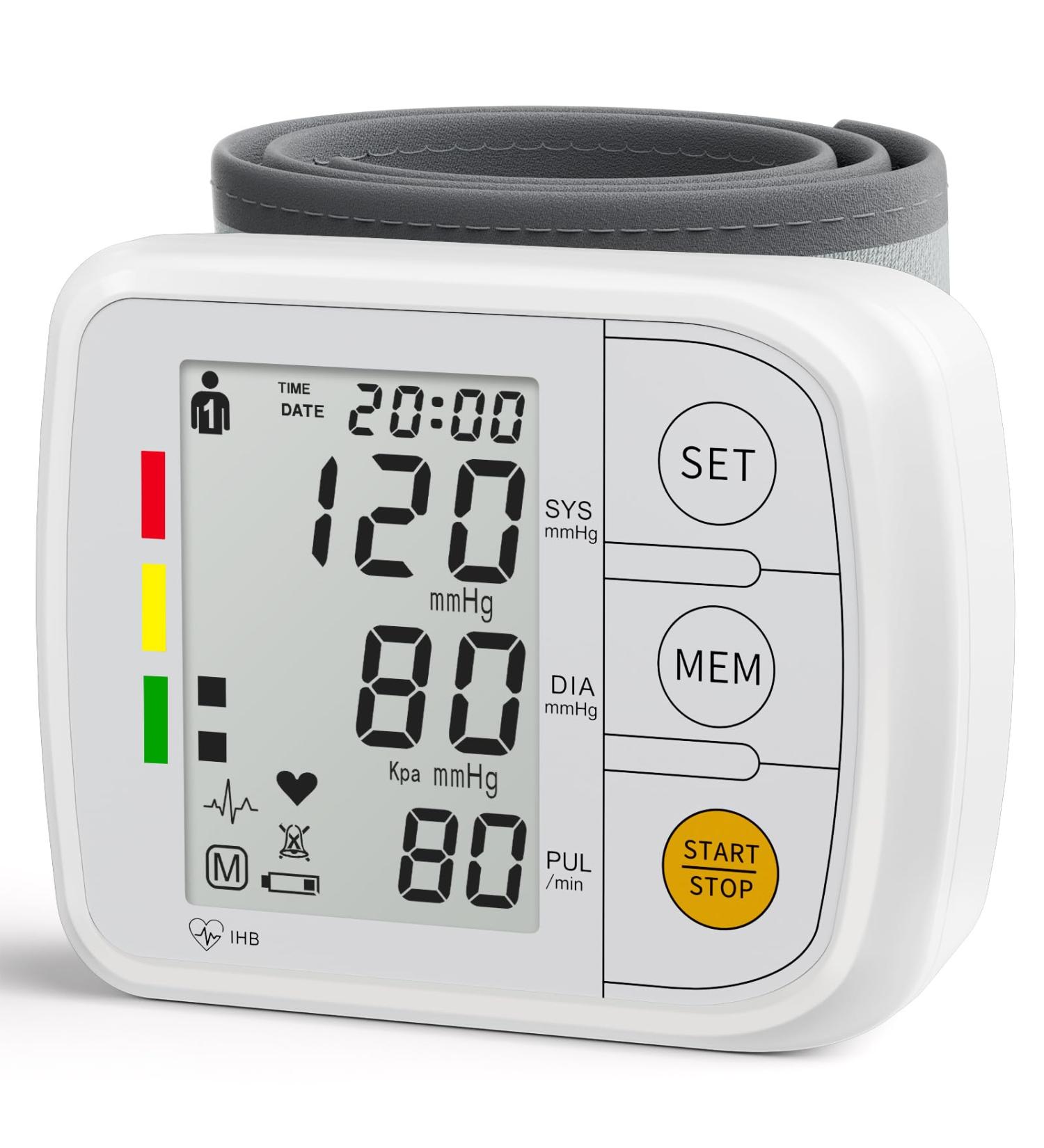 Wrist Blood Pressure Monitors for Home Use - LCD Display Voice Broadcast 2x120 Memory Includes Carrying Case (White - Buy Online on GoSupps.com