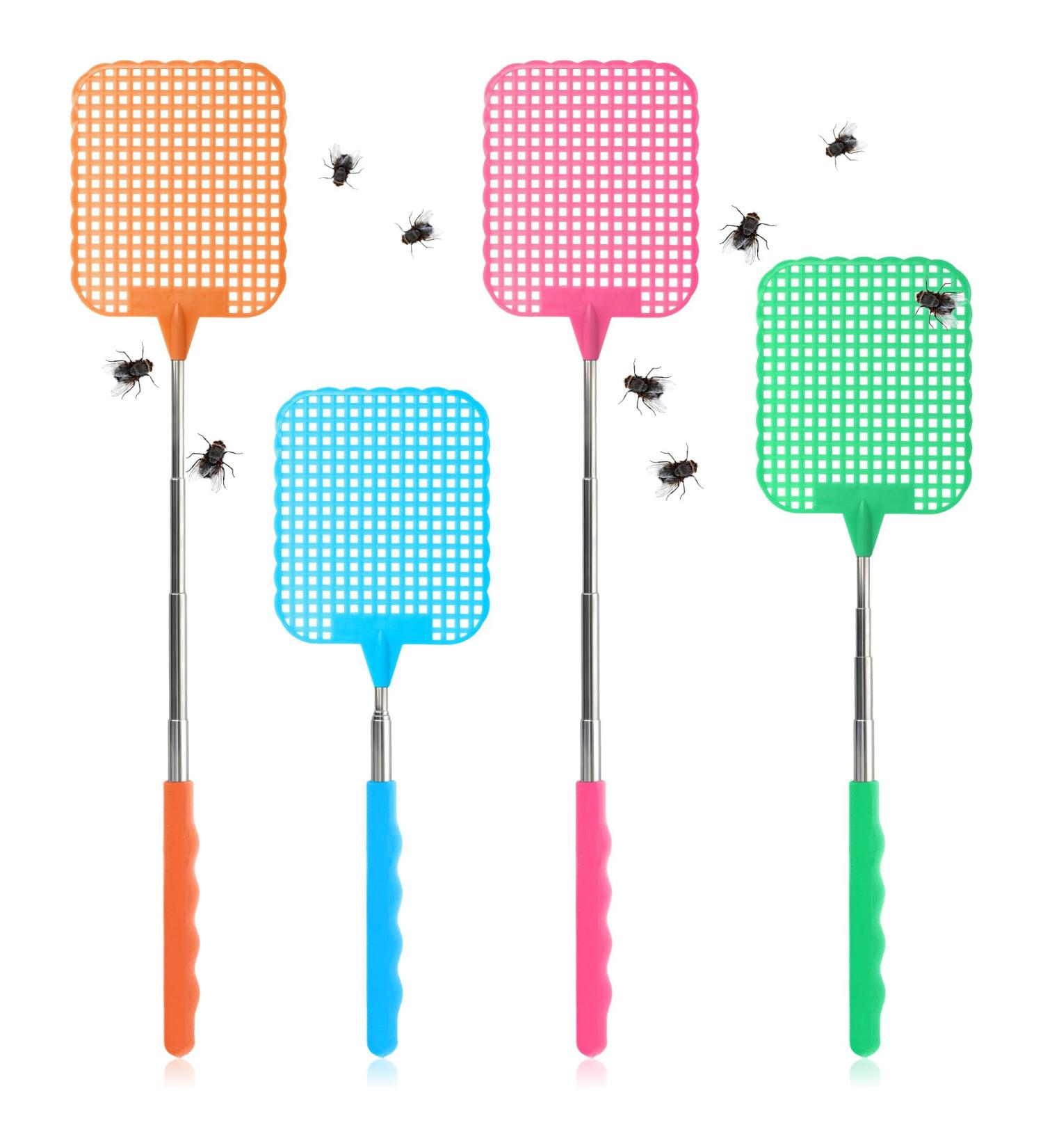 COM-FOUR 4x Telescopic Flap Claps - Effective Mosquito Protection & Pest Control - Extended Stem Fly Catcher - Insect Destruction 27-72 cm - 4 Color-Sorted Pieces - Buy Online on GoSupps.com