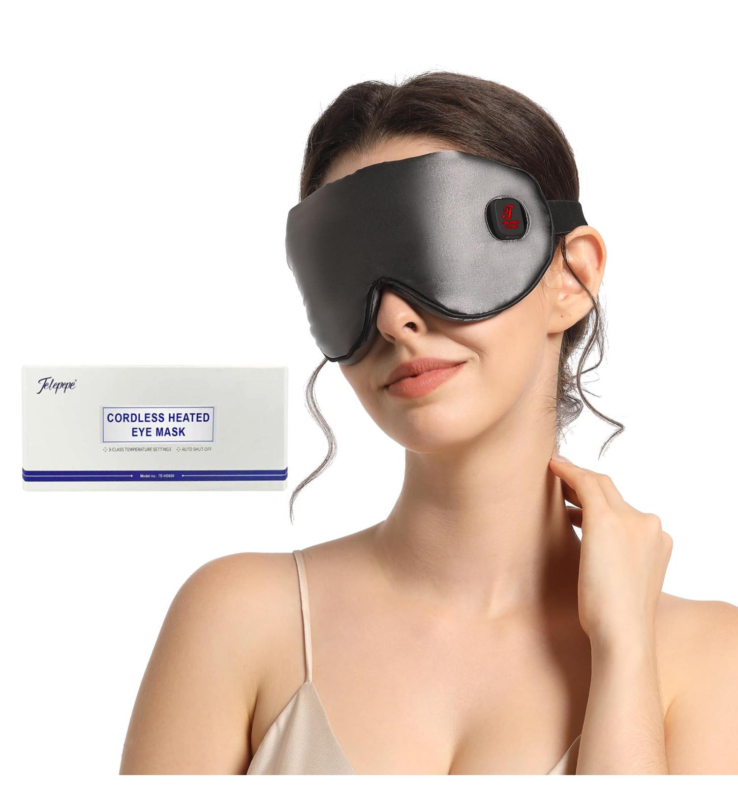 Heated Eye Mask for Dry Eyes - Cordless Warm Compress 1000mAh 3 Heat Levels Electric Washable Cover - Travel Size (Gray - Buy Online on GoSupps.com
