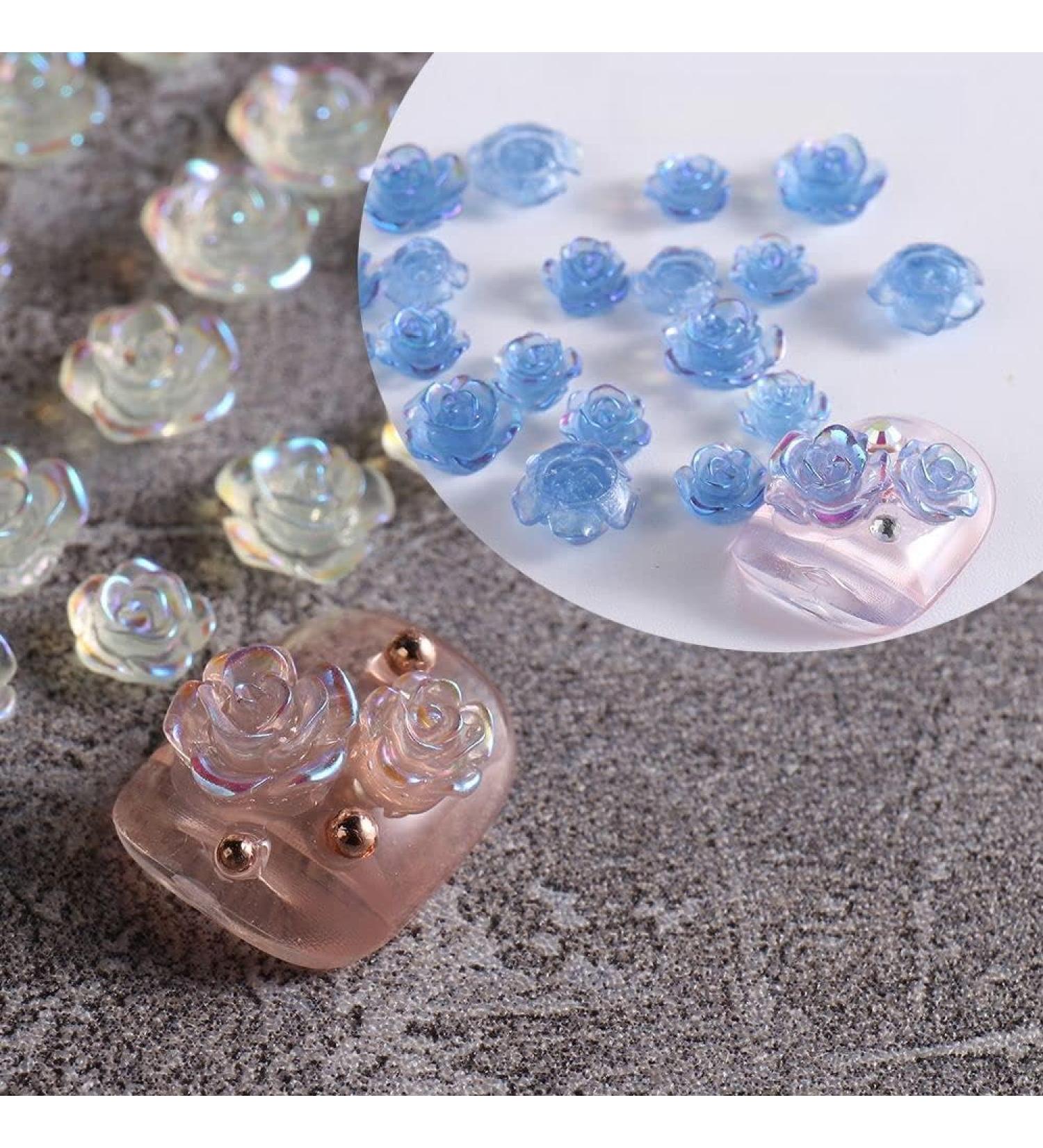 4 Colors Flowers Design Elegant Charms 3D White Acrylic Aurora Camellia Nail Art Decorations(blue) - Buy Online on GoSupps.com