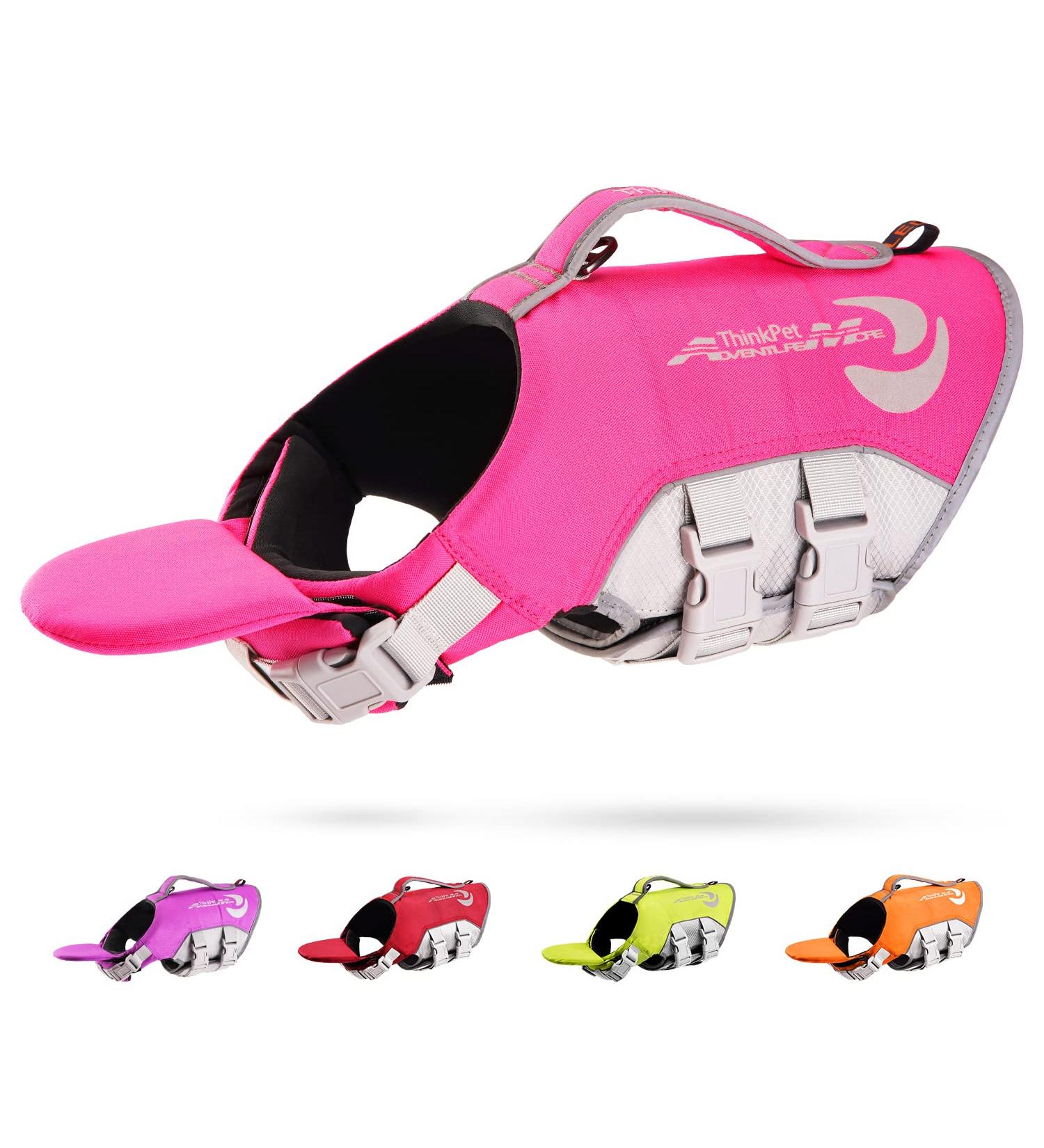 Buy ThinkPet Adjustable Dog Life Jacket - Reflective Pink Lifesaver for Safe Swimming | International Shipping Available - Buy Online on GoSupps.com