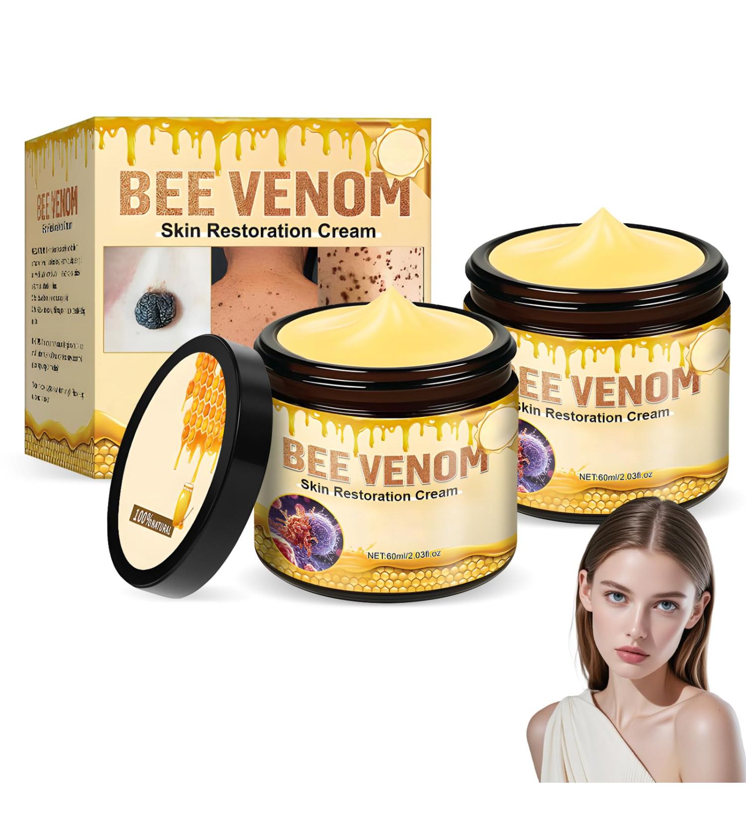 2PCS Bee Venom Skin Restoration Cream Bee Venom Treatment Cream Skin Treatment for Firming Wrinkle Reduction & Moisturizing Suitable for All Skin Types - Buy Online on GoSupps.com