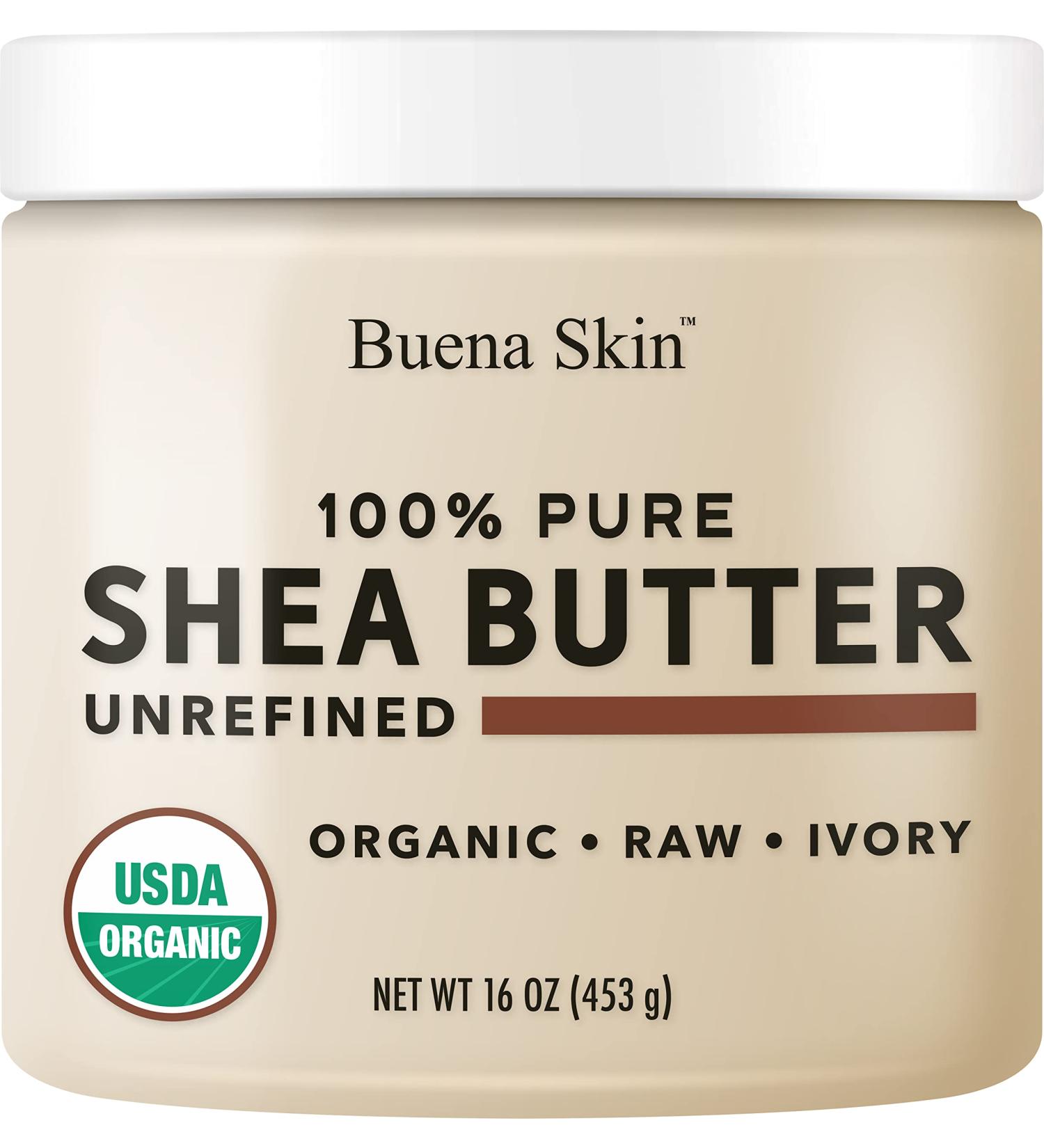 Buena Skin Pure Unrefined Raw Shea Butter 1lb - USDA Certified Grade A Ivory African Shea Butter for DIY Creams, Lotions, and Hair Care - Buy Online on GoSupps.com
