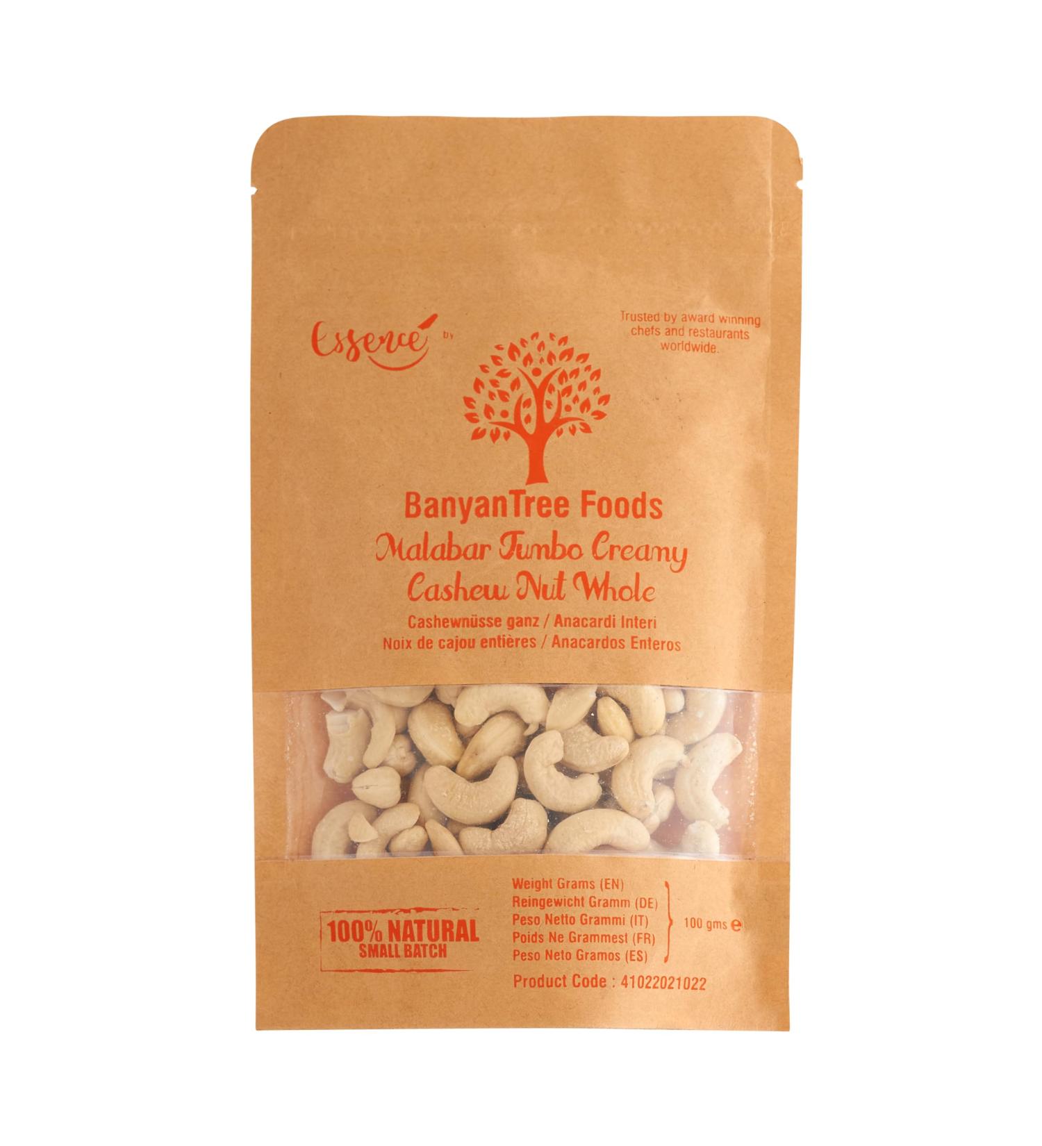 BanyanTree Foods Cashew Nuts Whole 100g All Natural Indian Origin