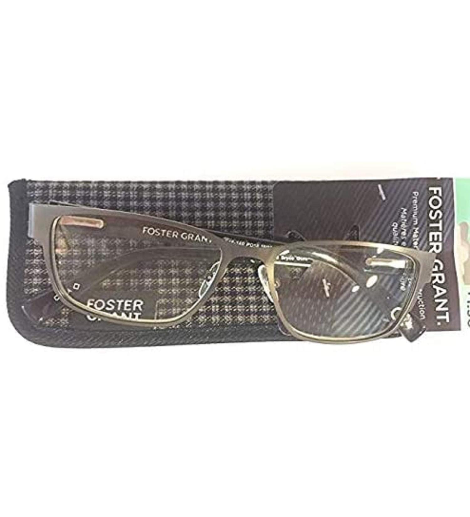 Foster Grant Men's Bryce Gun Reading Glasses with Case +1.25