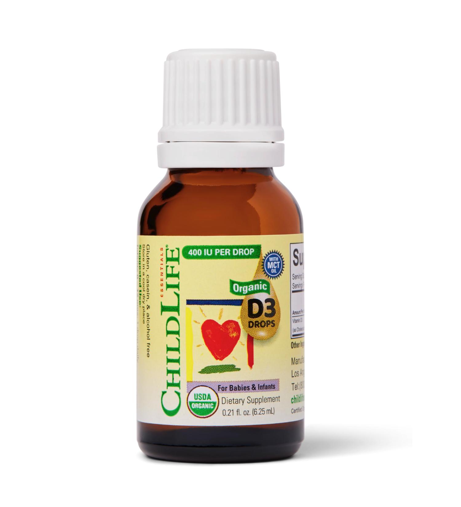 CHILDLIFE Essentials Organic Vitamin D3 Drops for Infants & Newborns - Baby Vitamin D Drops 400 IU per Liquid Drop Immune & Bone Health Support USDA Organic Flavorless - 0.21 Fl Oz (1 Pack) 0.21 Fl Oz (Pack of 1) - Buy Online on GoSupps.com