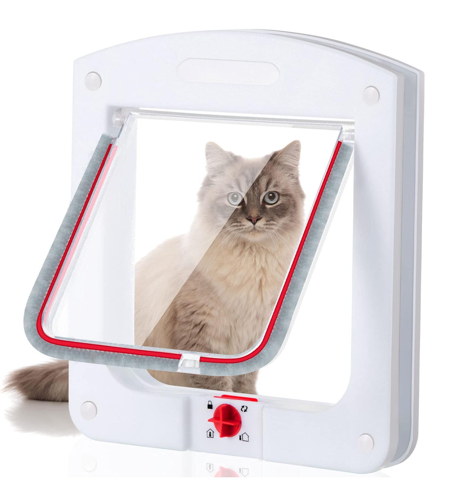 Cat and Dog Pet Door with Weatherproof 4-Way Lock - 8 x 8.6 Inches - Buy Online on GoSupps.com