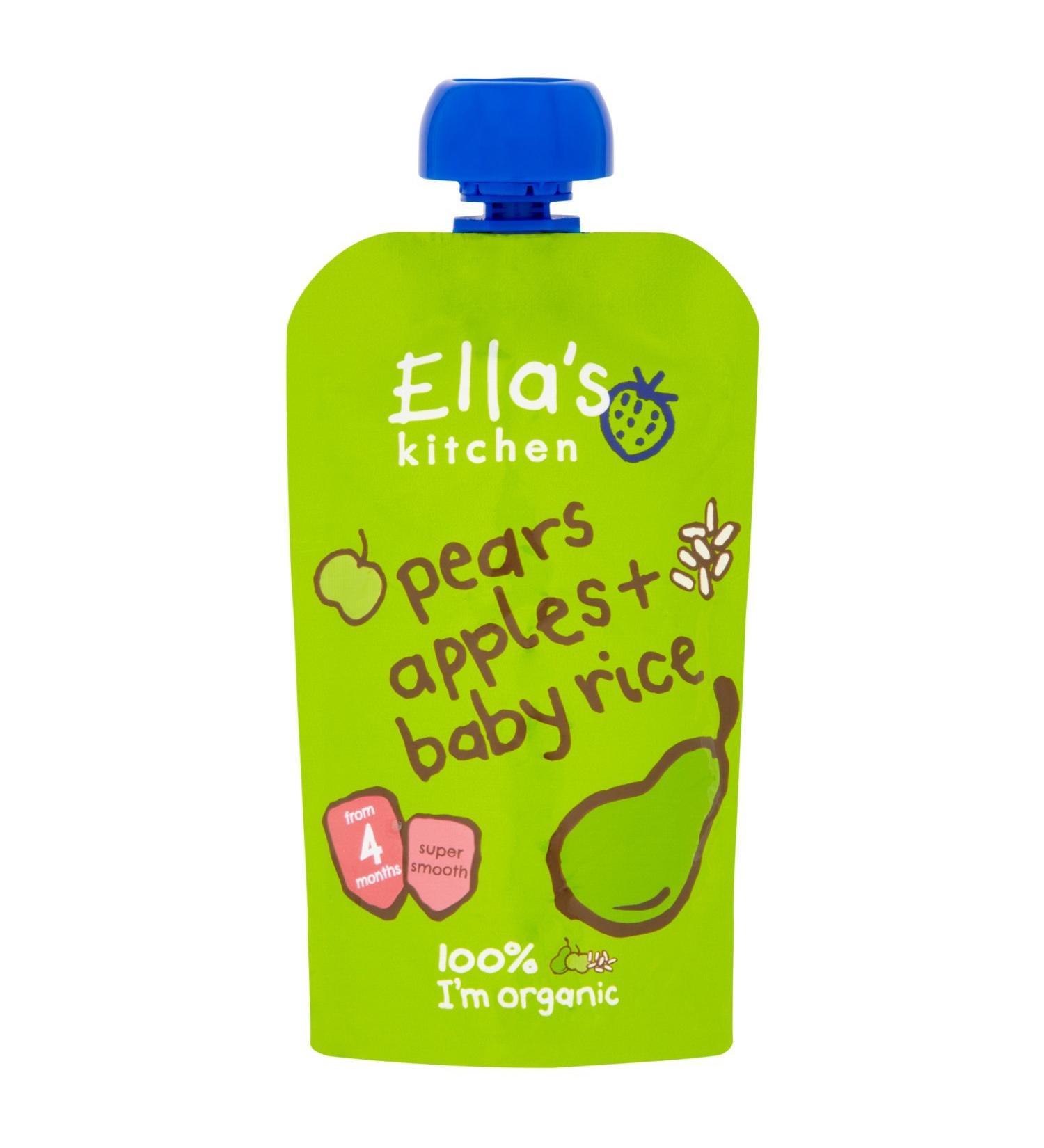 Organic Ellas Kitchen Pears Apple Baby Rice 120g - Pureed Baby Food - Buy Online on GoSupps.com