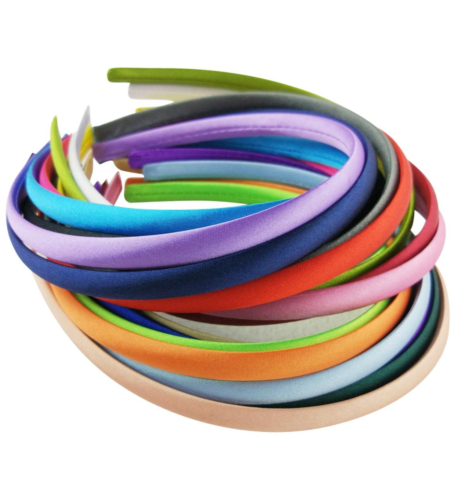 Hixixi 20pcs Satin Fabric Covered Ribbon Headbands Hairband Set - 10mm, Assorted Colors - Buy Online on GoSupps.com