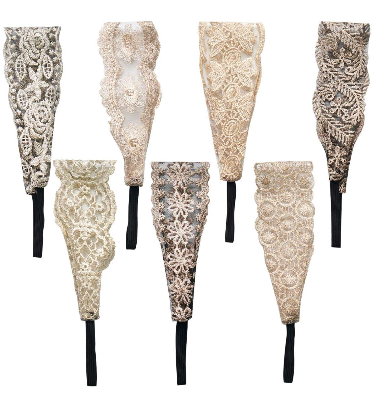 7 Pieces Vintage Lace Hairband Set | Elastic Headwraps for Women & Girls | Perfect Hair Accessories for Parties & Daily Wear - Buy Online on GoSupps.com