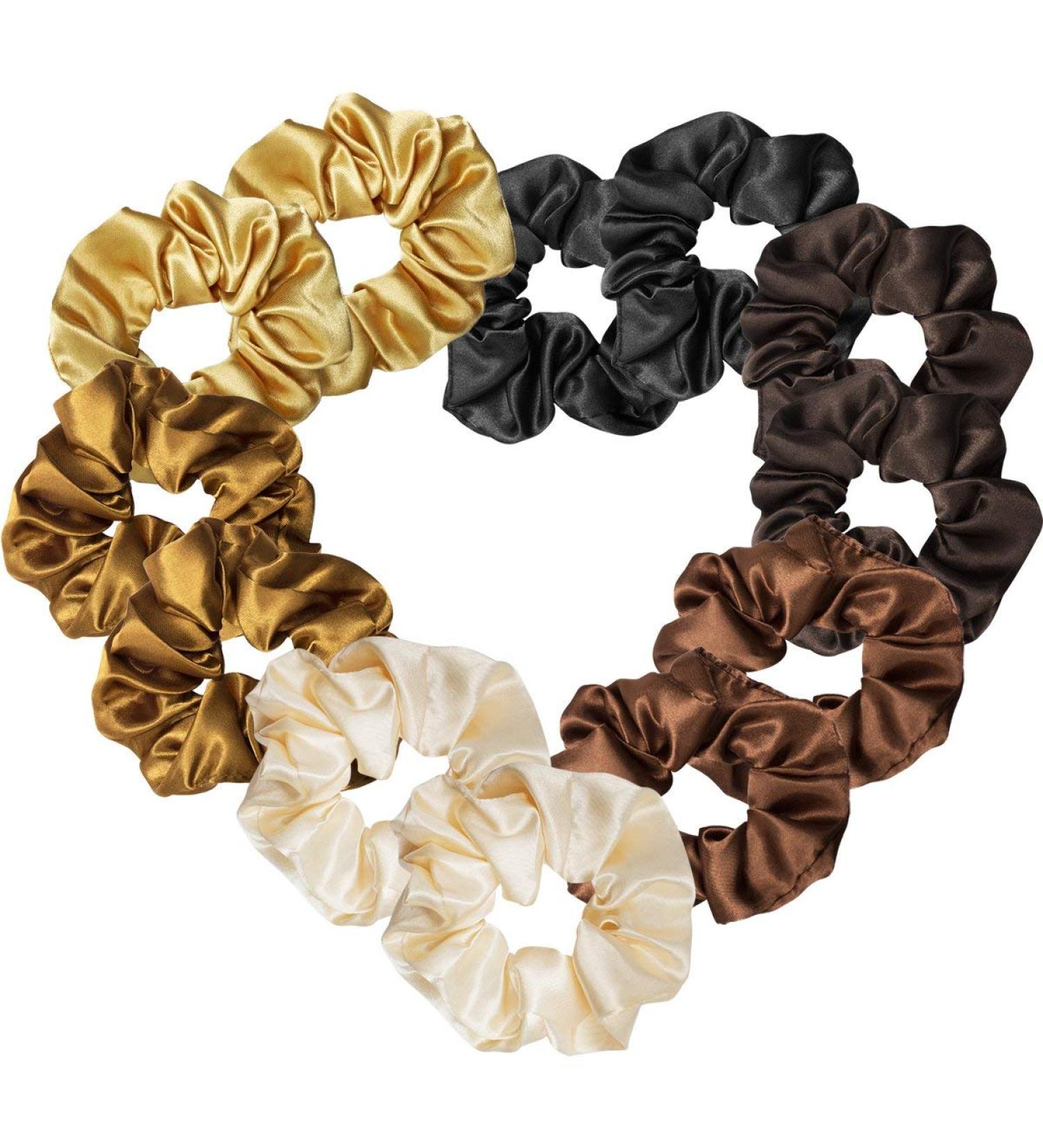12 Pieces Silk Hair Scrunchies - Elastic Hair Bobbles Scrunchy FOR Women girls satin Hair Ties Ponytail Holder for Thick Thin Curly Hair 6 Colors (Natural) - Buy Online on GoSupps.com