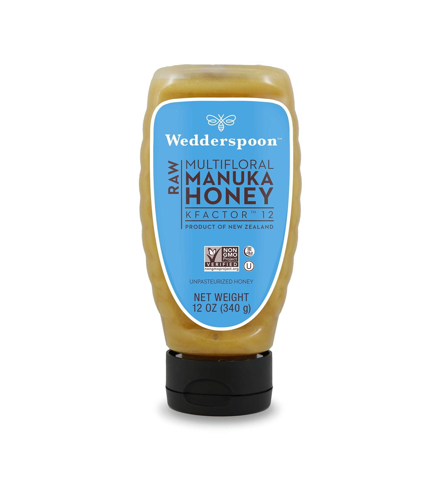 Wedderspoon Raw Manuka Honey KFactor 12 | Unpasteurized, Non-GMO, New Zealand Superfood - 12oz Squeeze Bottle - Buy Online on GoSupps.com