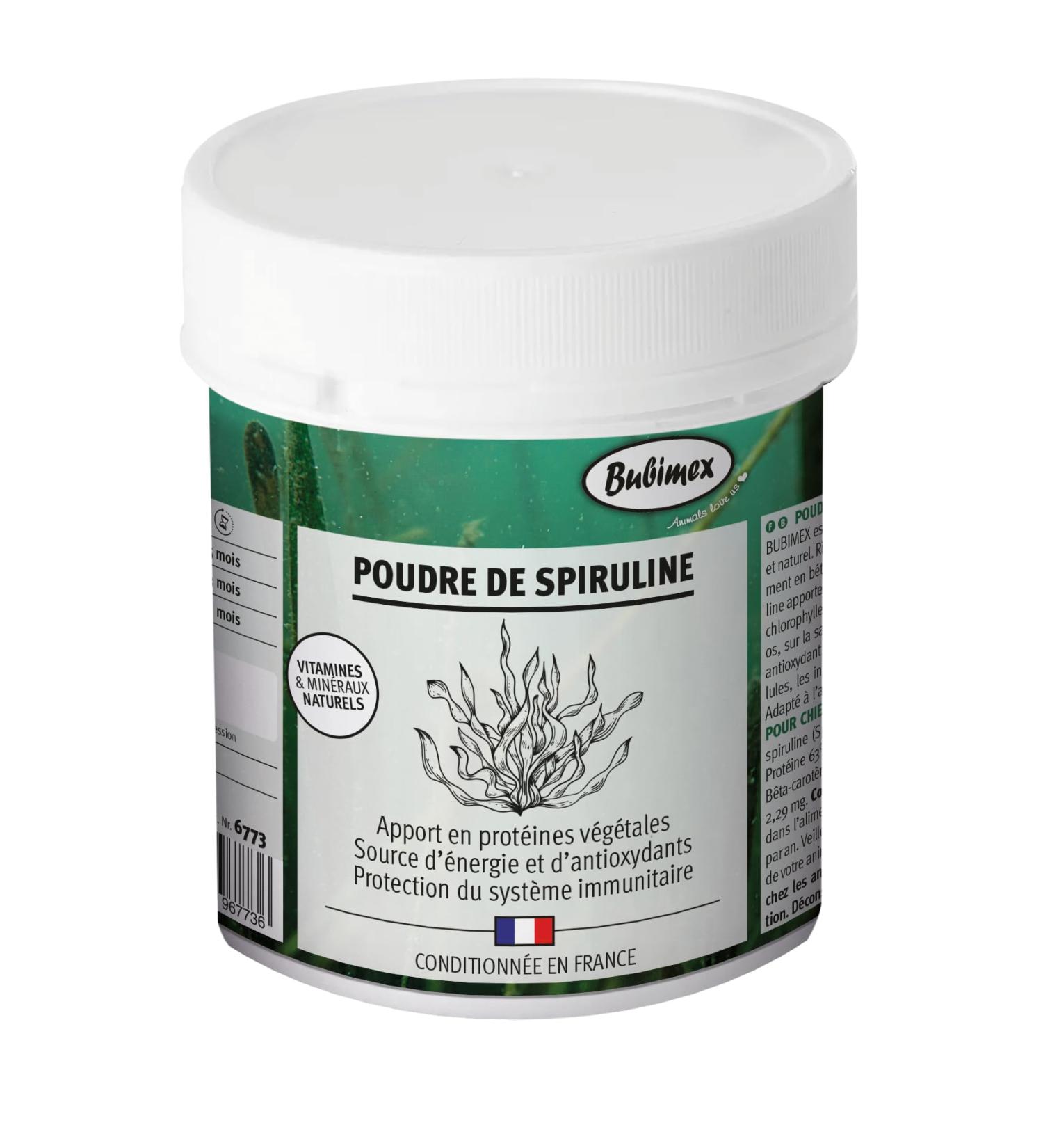 Bubimex - Spirulina Powder - 100% Natural Food Supplement for Dogs and Cats - Rich in Vitamins and Minerals - Energy Supply Support for Metabolism and the Immune System - 400g