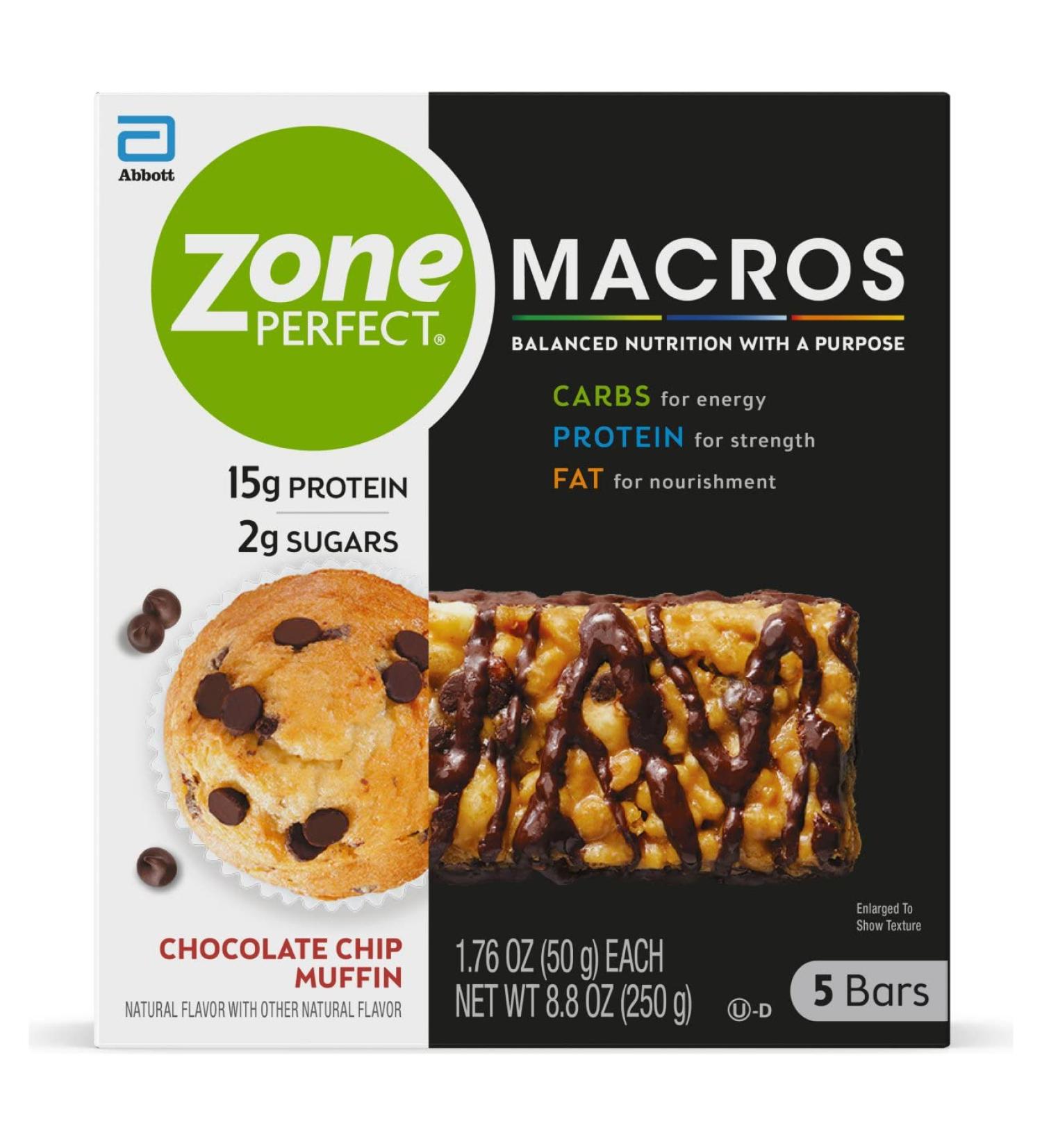 ZonePerfect MACROS Chocolate Chip Muffin Bars - 5 Pack - 1.76 oz Each - Buy Online on GoSupps.com