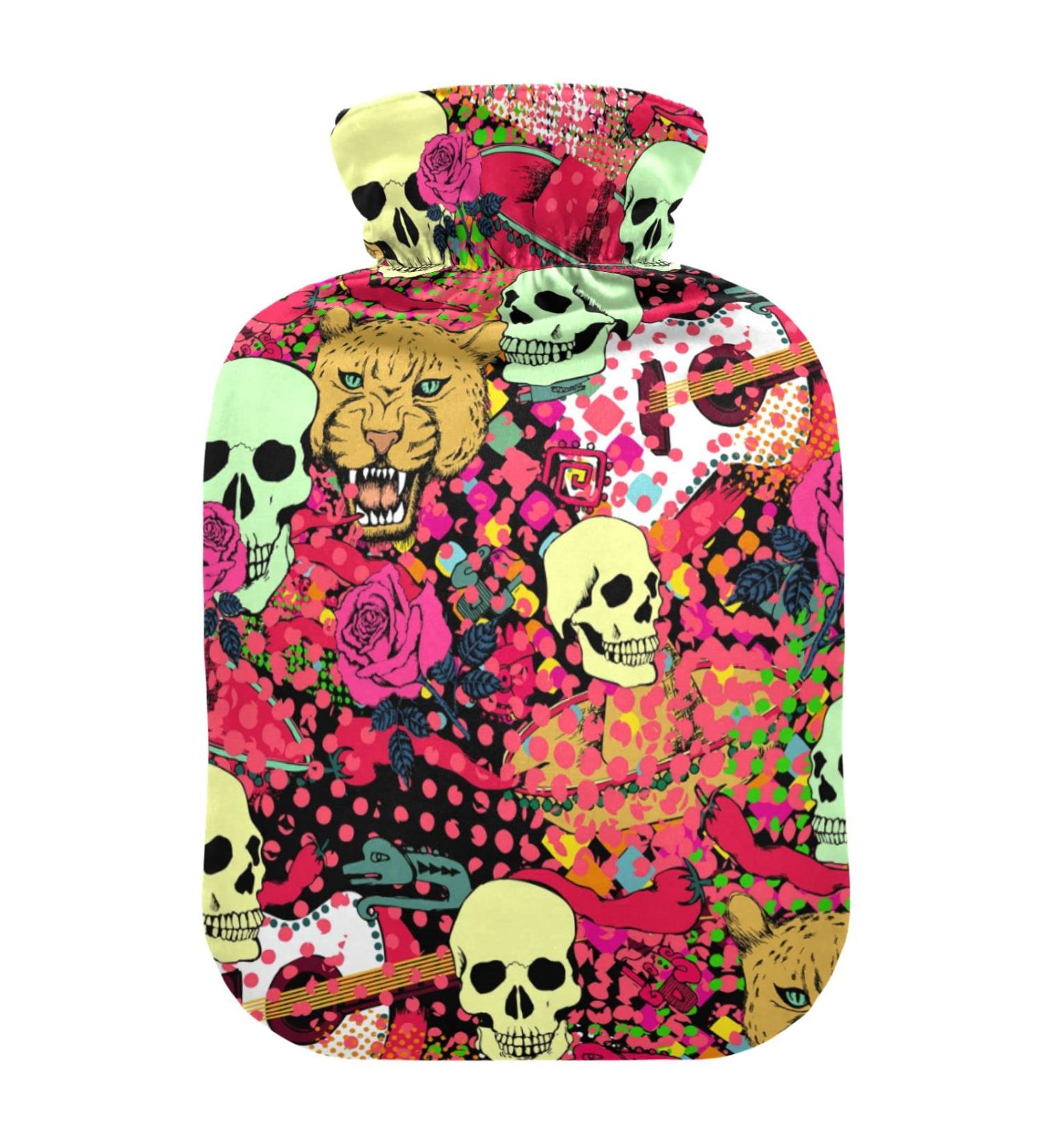 Skull Tiger Rose Hot Water Bottle - 2L for Pain Relief & Cramps | International Shipping - Buy Online on GoSupps.com