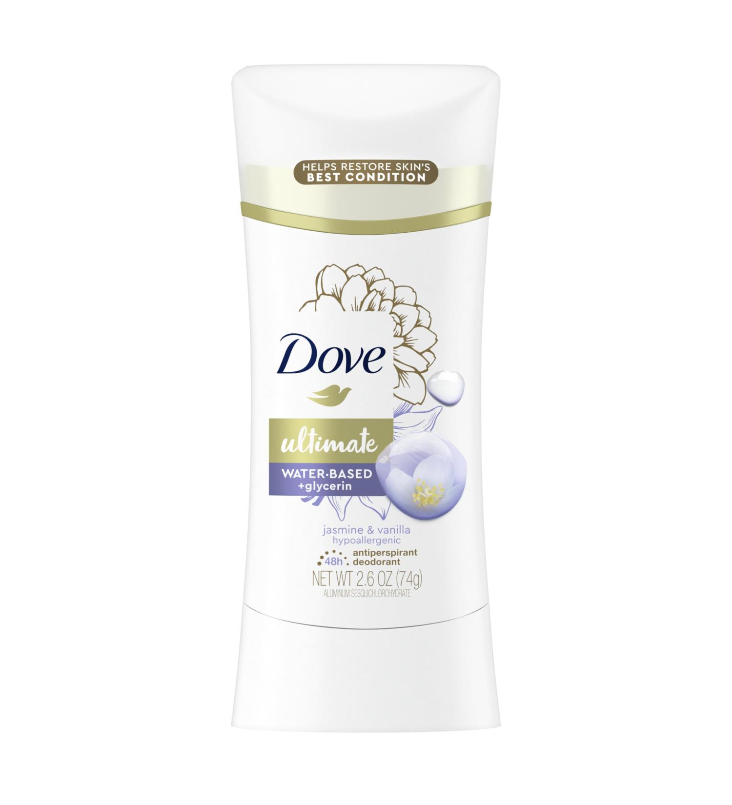 Dove Ultimate Antiperspirant Deodorant Stick Jasmine & Vanilla 2.6 oz - Buy Online on GoSupps.com