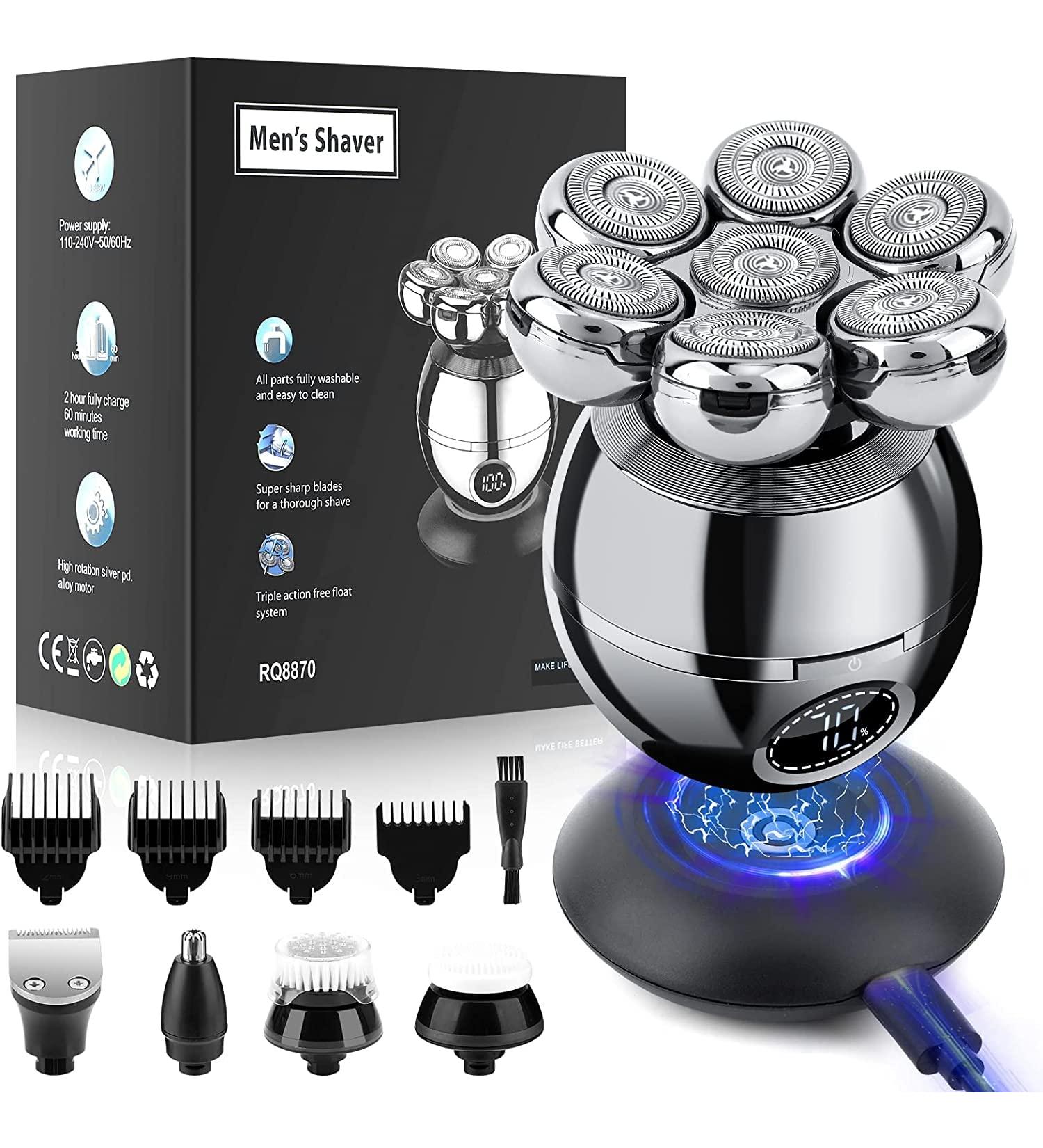 Head Shavers for Bald Men | Wjiang 6 in 1 Electric Razor - Cordless Wet Dry Skull Shaver | 7D Floating Rechargeable - Perfect Father's Day Gift - Buy Online on GoSupps.com