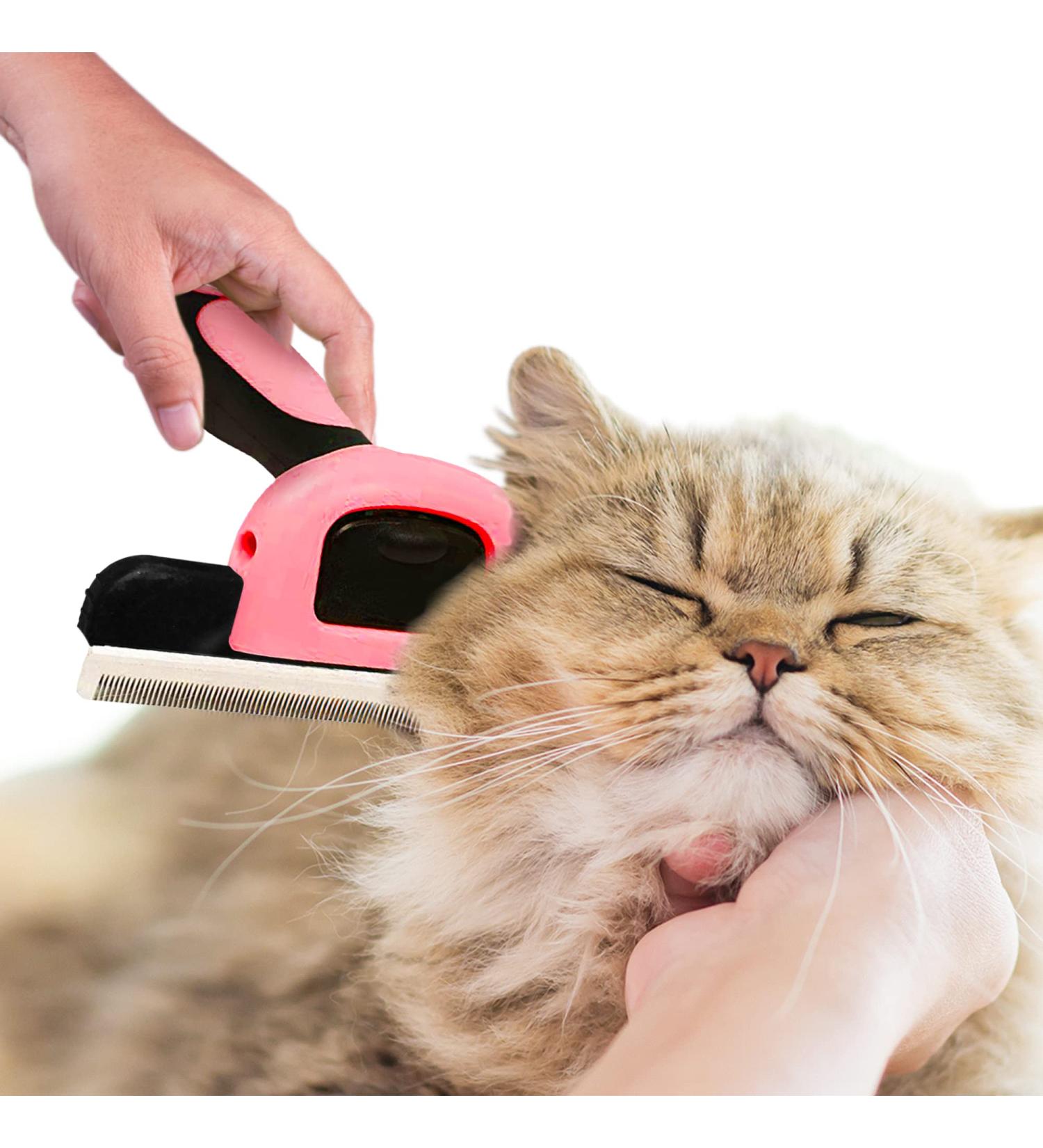 Meric Hair Deshedding Brush for Medium and Large Dogs | Pet Grooming Tool with Stainless Steel Blades | Pink - Buy Online on GoSupps.com