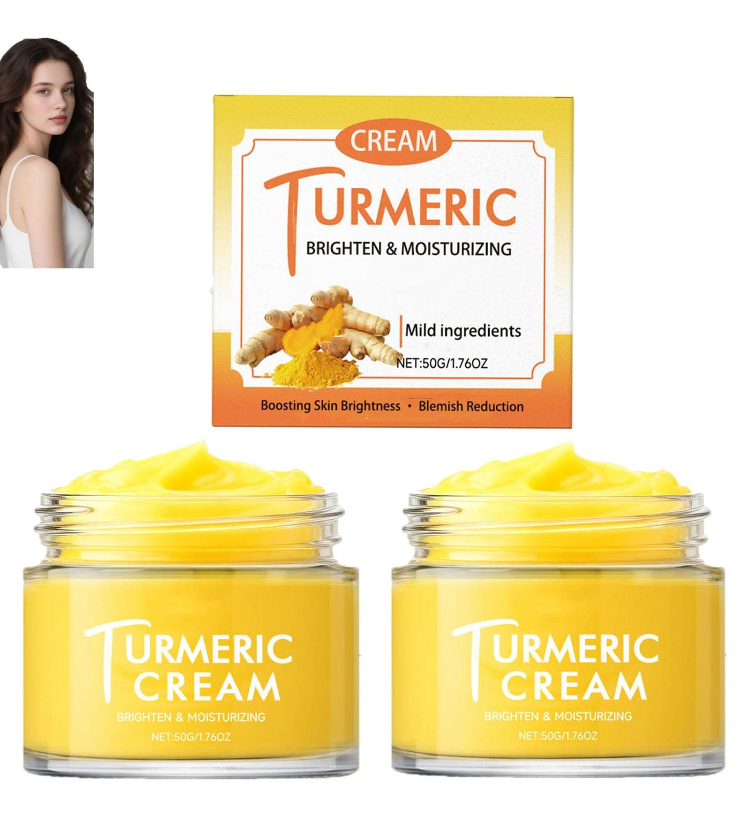  NACGYUDP Set of 2 Turmeric Face Creams - Brightening and Moisturizing Face Cream - Natural Moisturizing Day Care for Radiant Skin - Reduces Imperfections - Buy Online on GoSupps.com