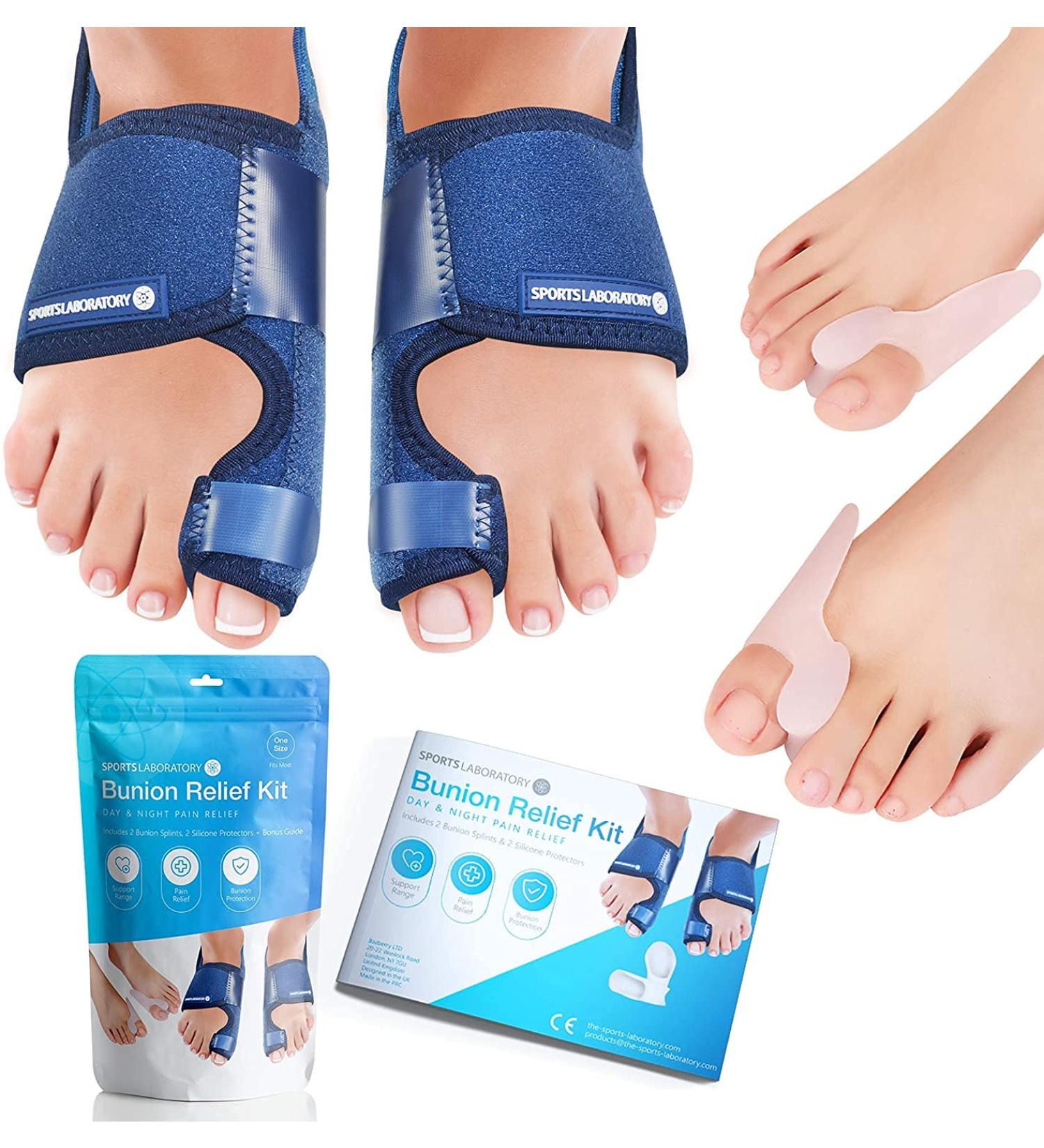 Sports Laboratory Bunion Corrector for Women and Men - Orthopedic Splints with Bunion Relief Guide - Day/Night Support - Adjustable Size (Blue) - Buy Online on GoSupps.com