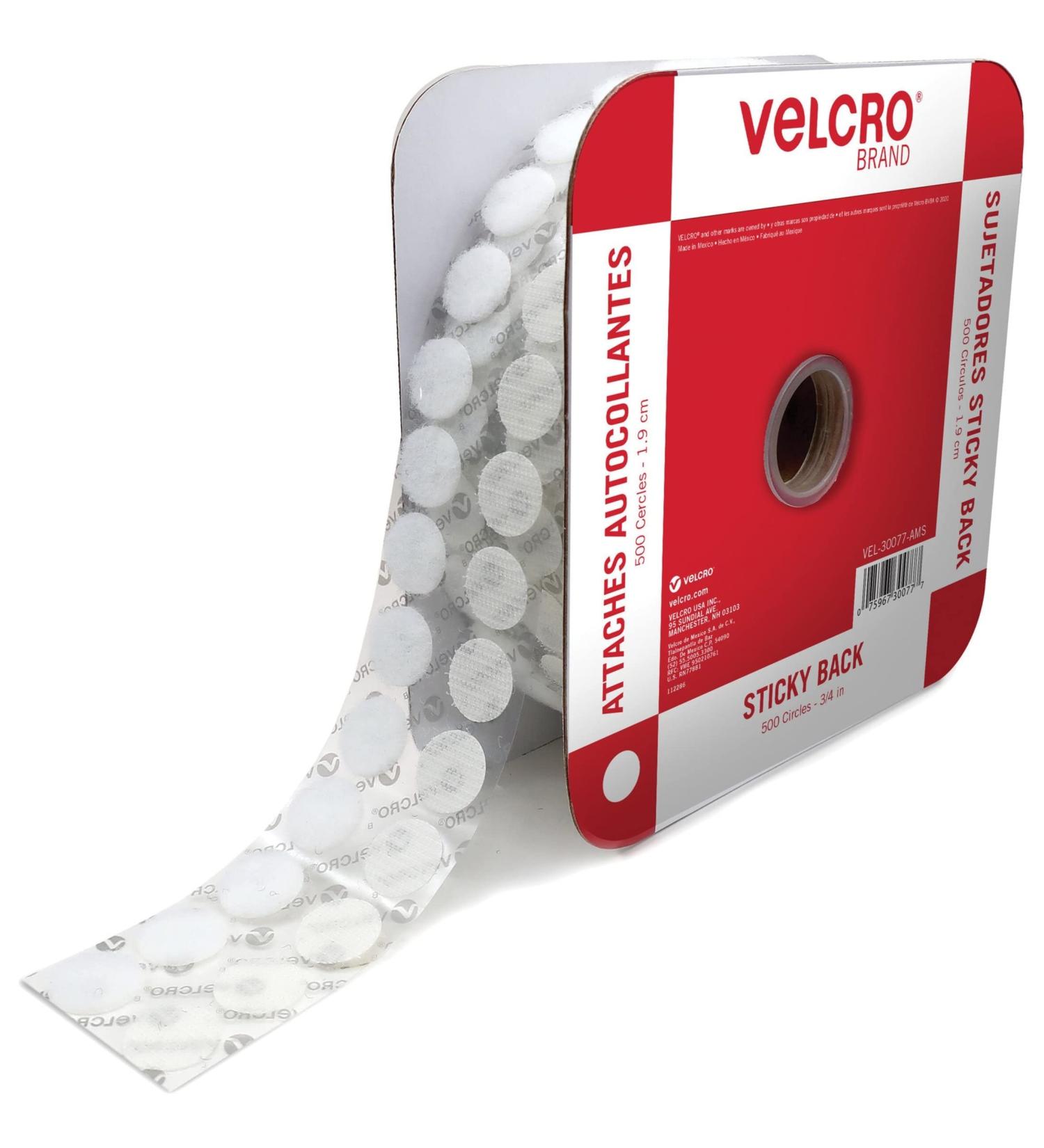 VELCRO Brand Adhesive Dots White 500 Pk - 3/4 Circles Sticky Back Round Hook and Loop for Teachers, Arts and Crafts | VEL-30077-AMS - Buy Online on GoSupps.com