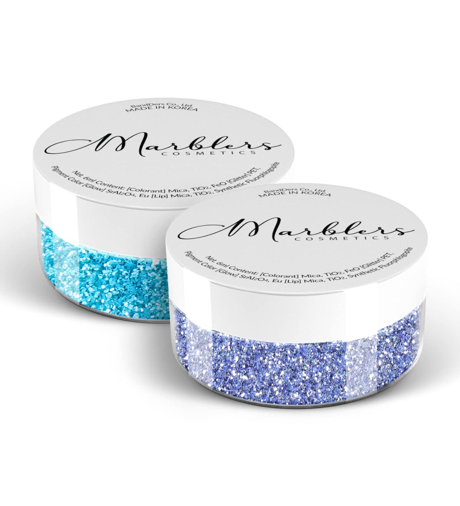 MARBLERS Cosmetic Grade Fine Glitter Duo ICY Blue & Aqua Blue 0.36oz | Non-Toxic Vegan Cruelty-Free | Eyeshadow Nail Art Festival Makeup - Buy Online on GoSupps.com