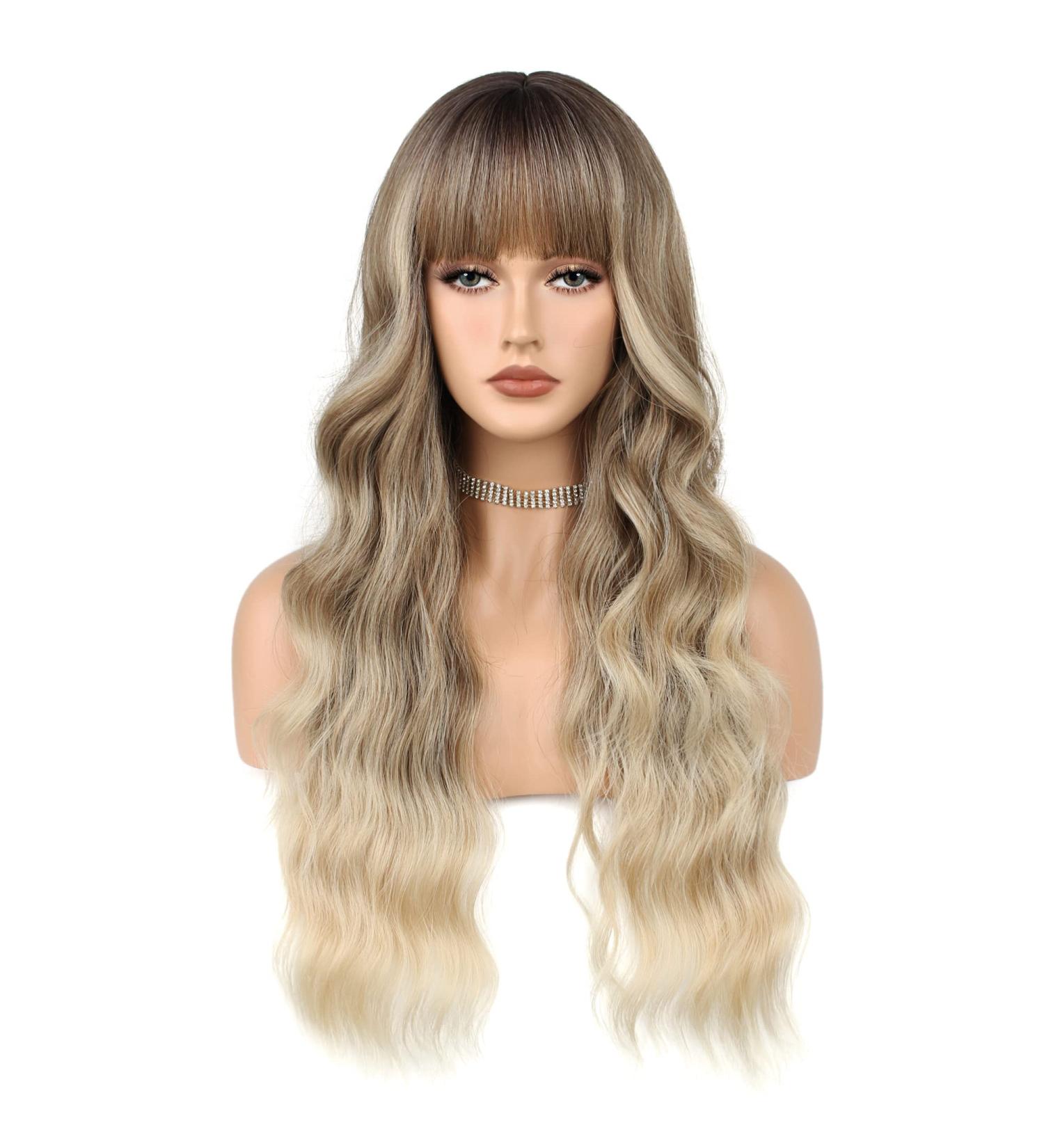 Faelbaty Long Curly Blonde Ombre Wig for Women | Natural Cosplay Wig with Ponytail | Perfect for Girls - Buy Online on GoSupps.com