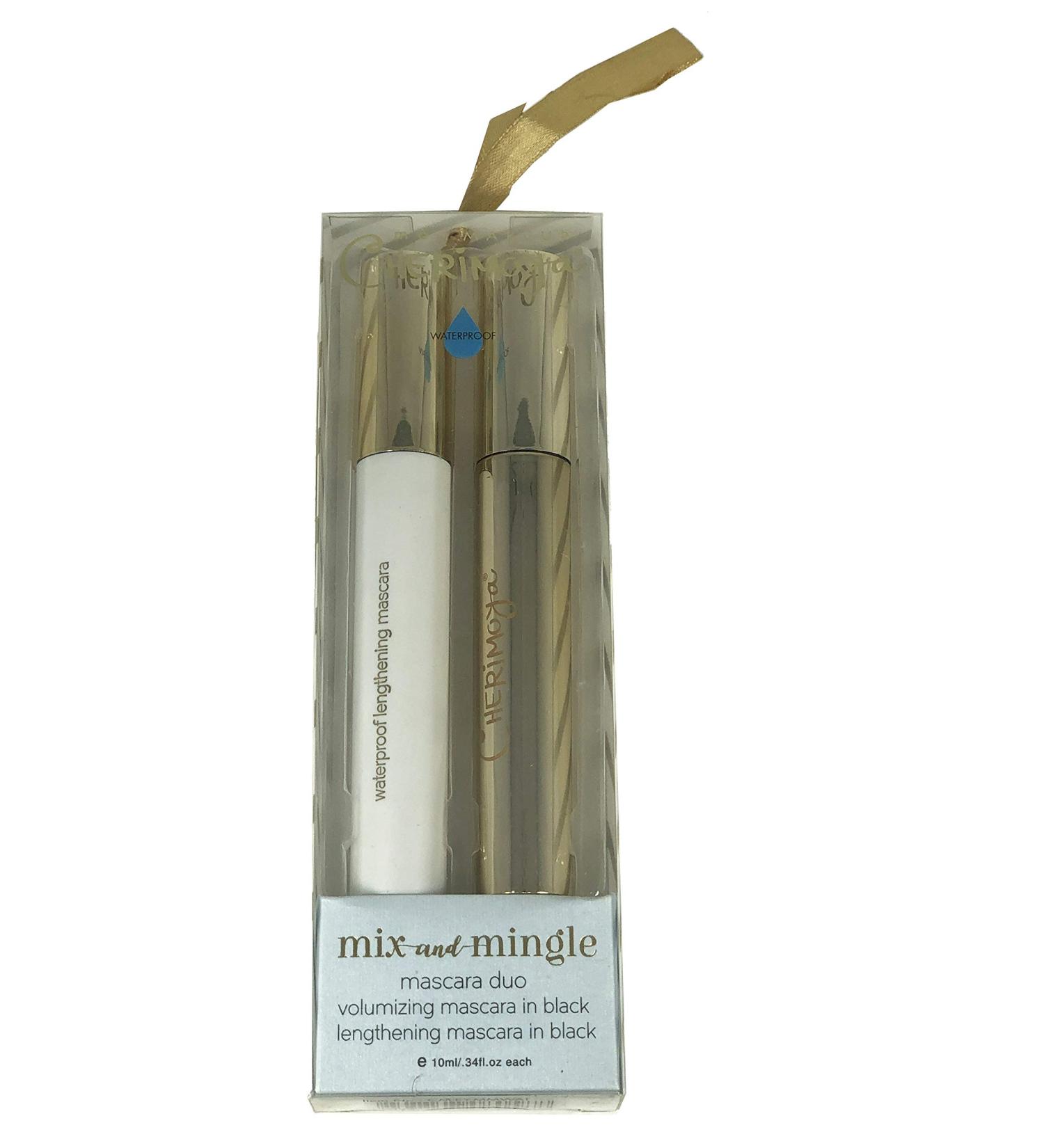 Cherimoya Max Makeup Mix and Mingle WaterProof Black Mascara 2 Pc Set (1 Volumizing and 1 Lengthening)