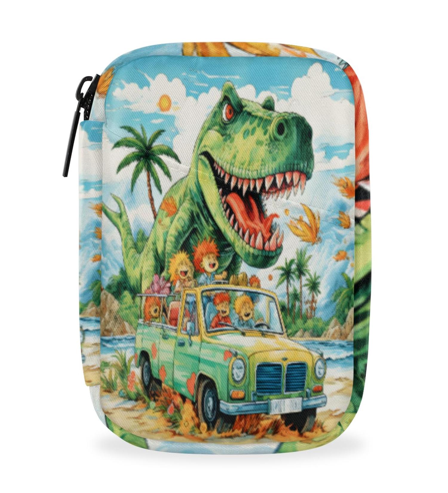 Cool T-Rex Dinosaur Travel Pill Organizer Bag | Portable 7-Day Pill Case with Zipper | Ideal for Family Travel & Daily Use - Buy Online on GoSupps.com